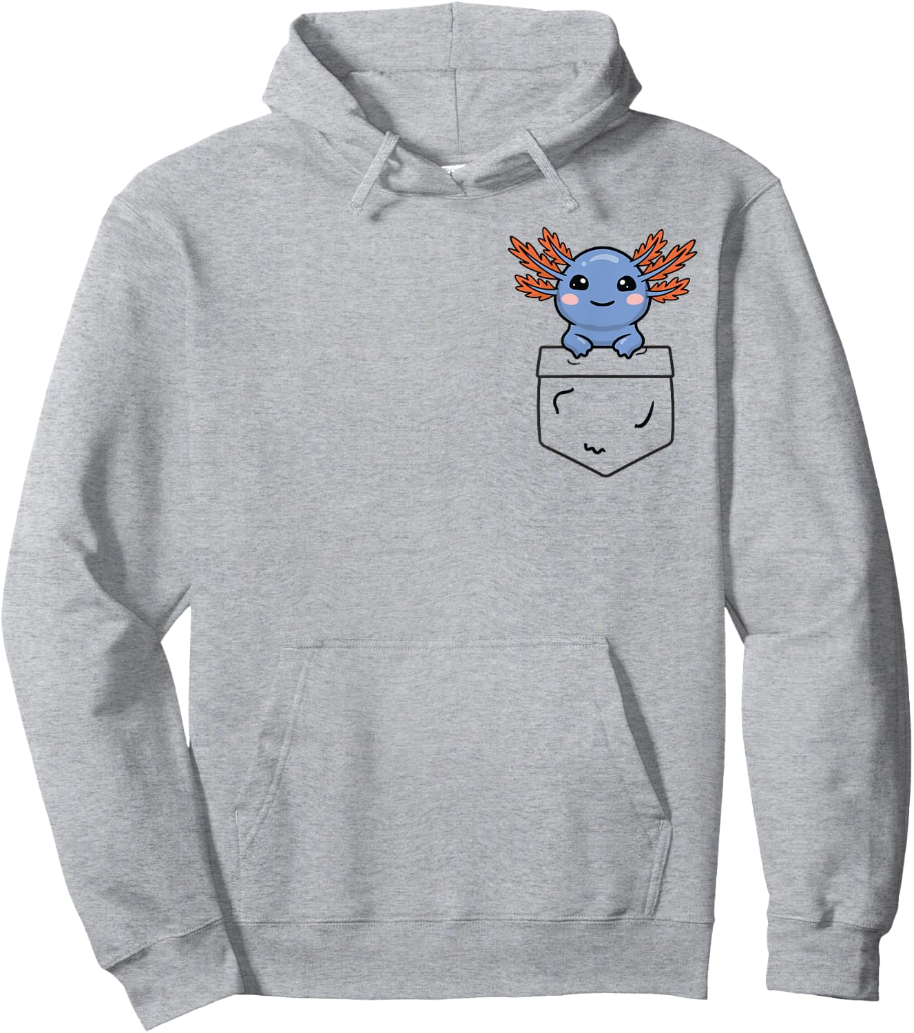 Axolotl Gifts, Pop up Axolotl, Pocket Axolotl Hoodie - Hoodie | Ash