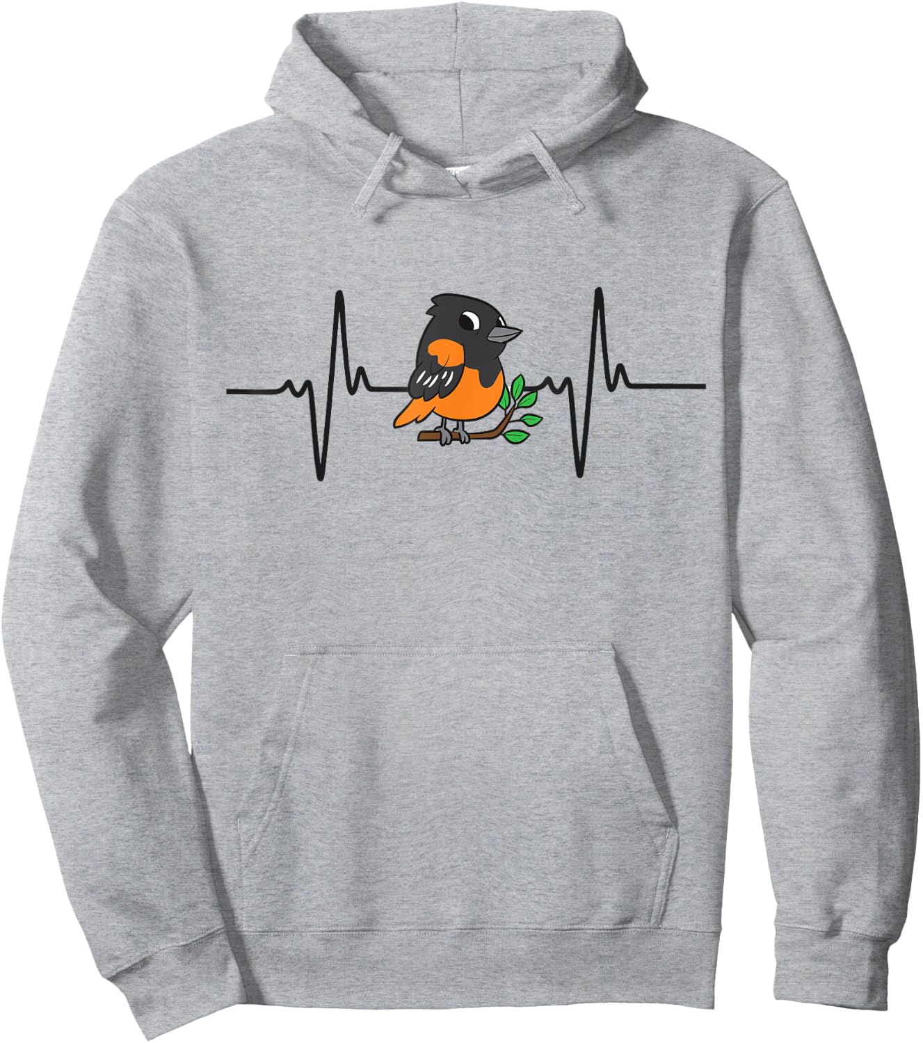 Oriole Bird Heartbeat Hoodie - Hoodie | Ash