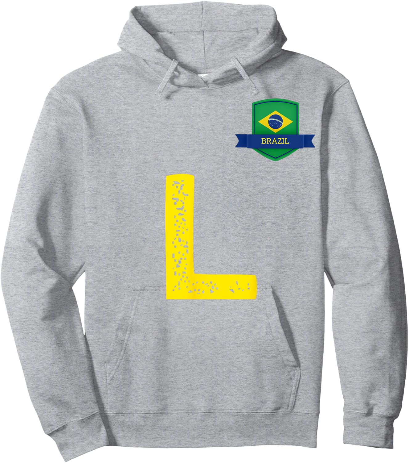Brazil Human-Flag Letter L Brazil Hoodie - Hoodie | Ash