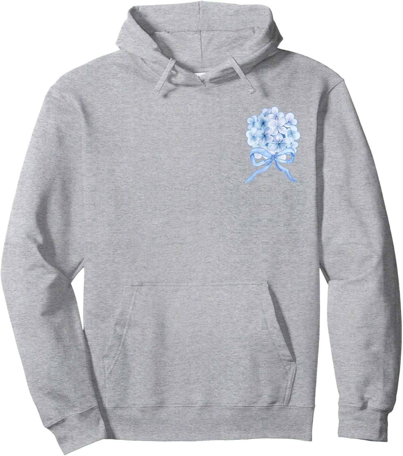 Grandmillennial Blue Hydrangea Bow Hoodie - Hoodie | Ash