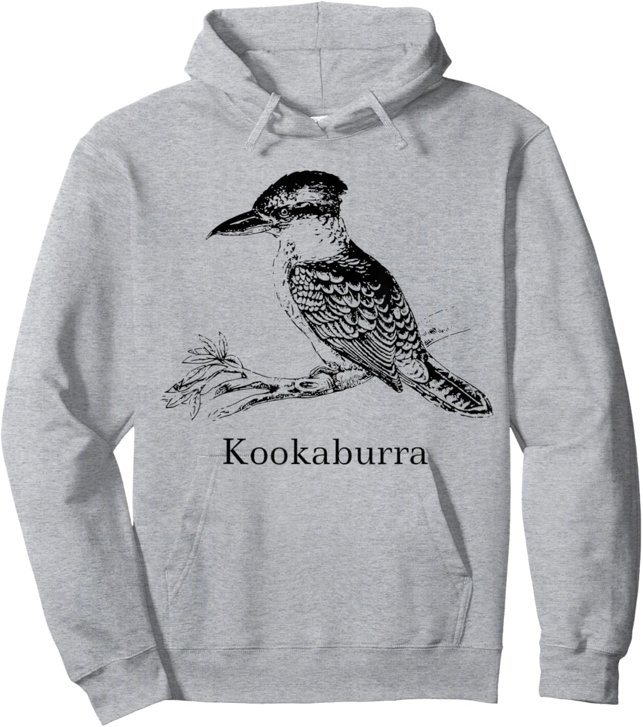 Kookaburra Bird Shirt Ornithology Black Lines Hoodie - Hoodie | Ash