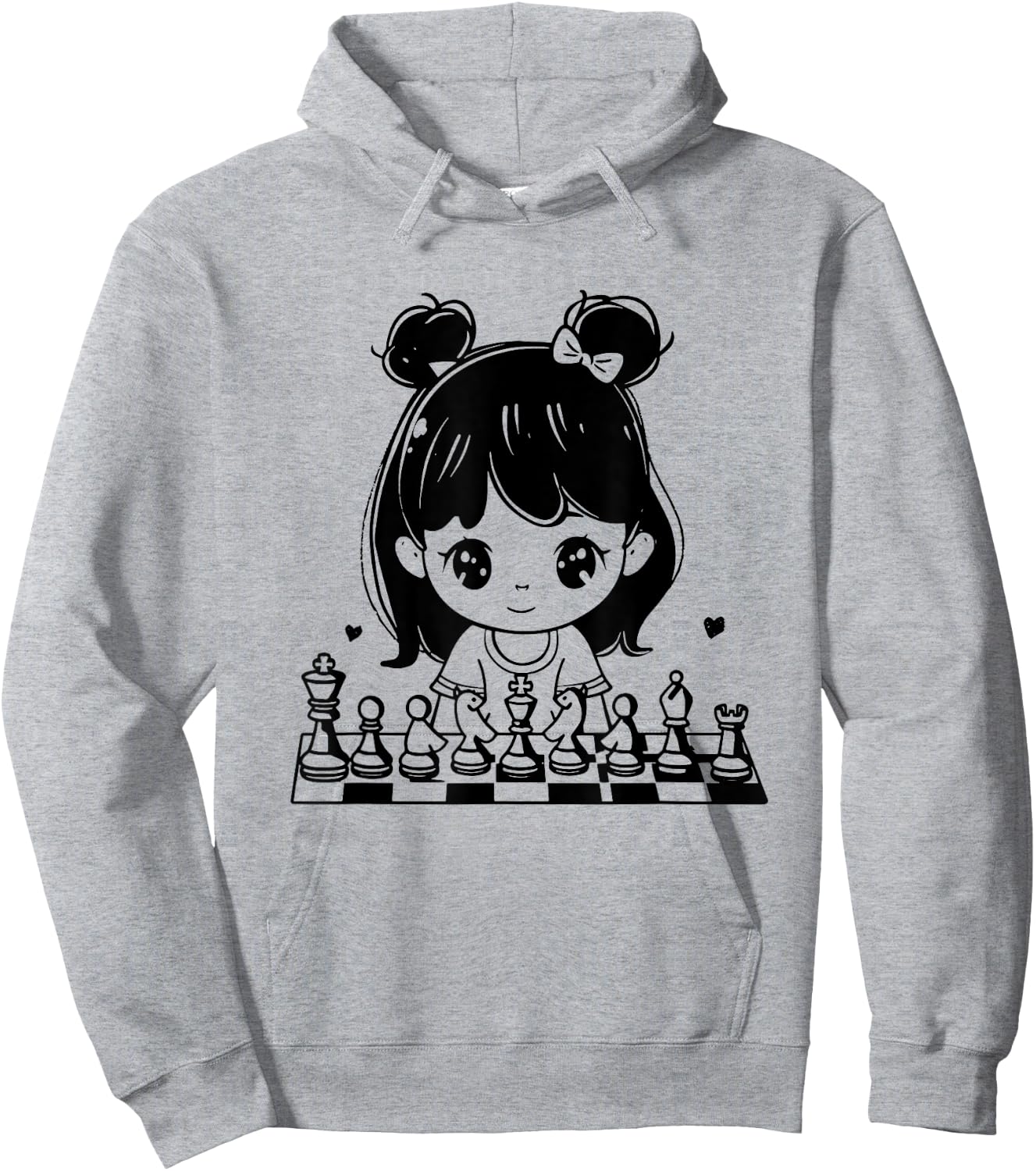 Chess Girl Cartoon Style Tabletop Games Hoodie - Hoodie | Ash