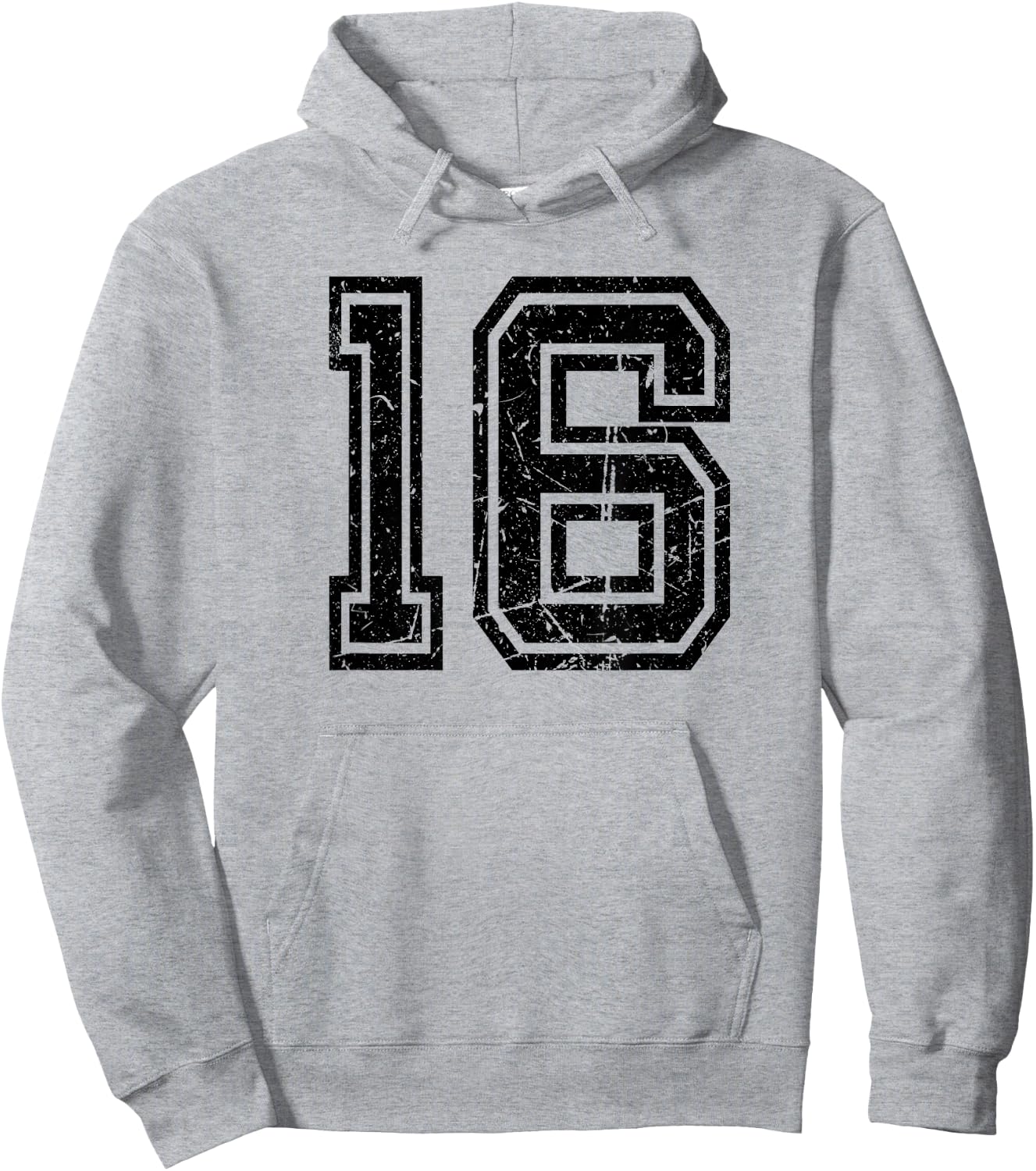 Retro Number #16 Sport Black Number Hoodie - Hoodie | Ash