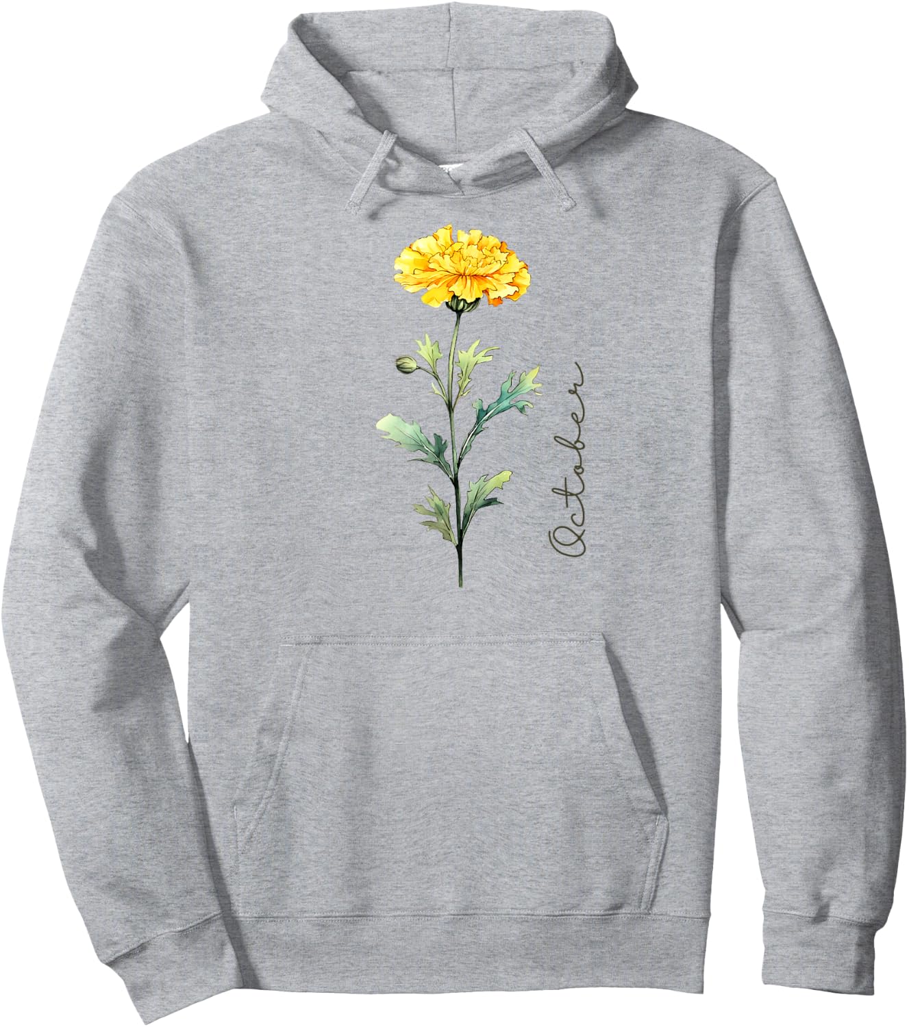 October Birthday Marigold Birth Flower Hoodie - Hoodie | Ash