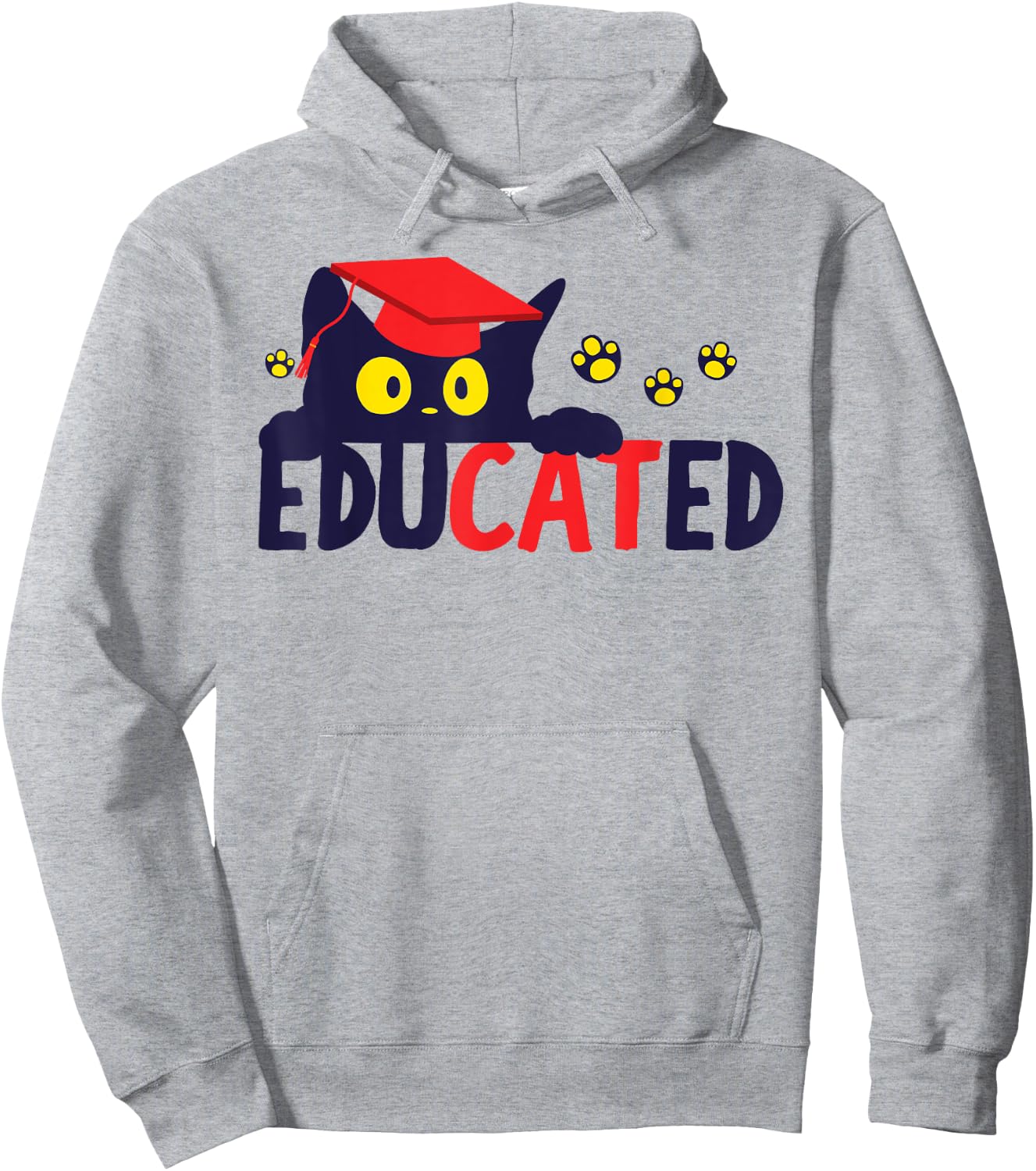 Educated Cat in Graduation Cap Funny Grad Women Hoodie - Hoodie | Ash