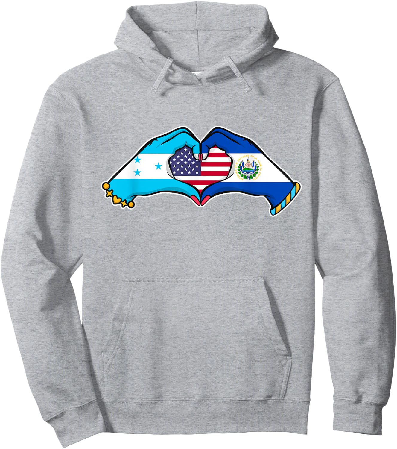 Heart hands El Salvador, Honduras and the USA Hoodie - Hoodie | Ash