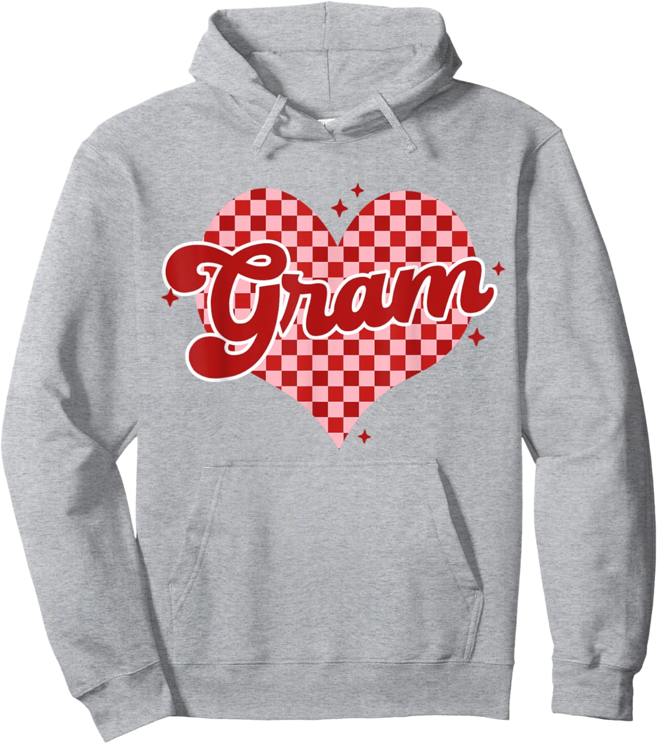 Retro Checkered Gram Heart GroovyValentines Day Hoodie - Hoodie | Ash