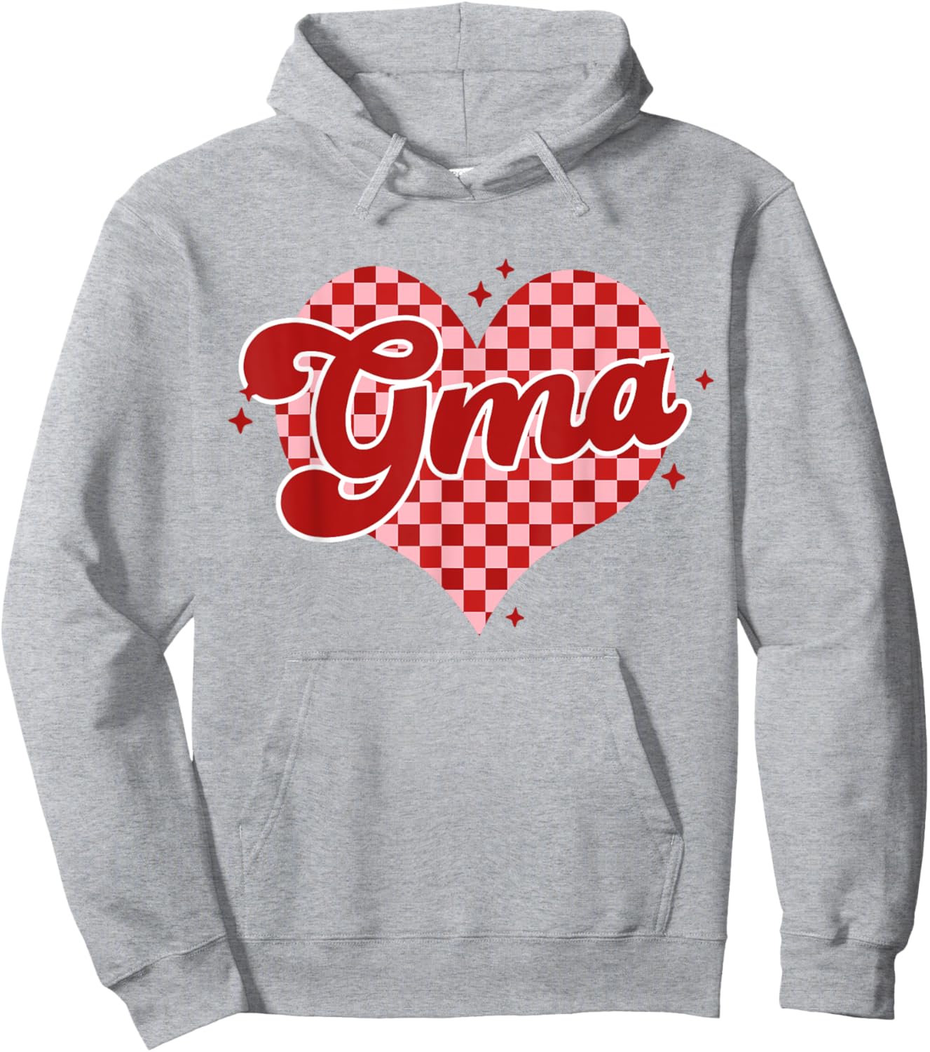Retro Checkered Gma Heart Groovy Valentines Day Hoodie - Hoodie | Ash