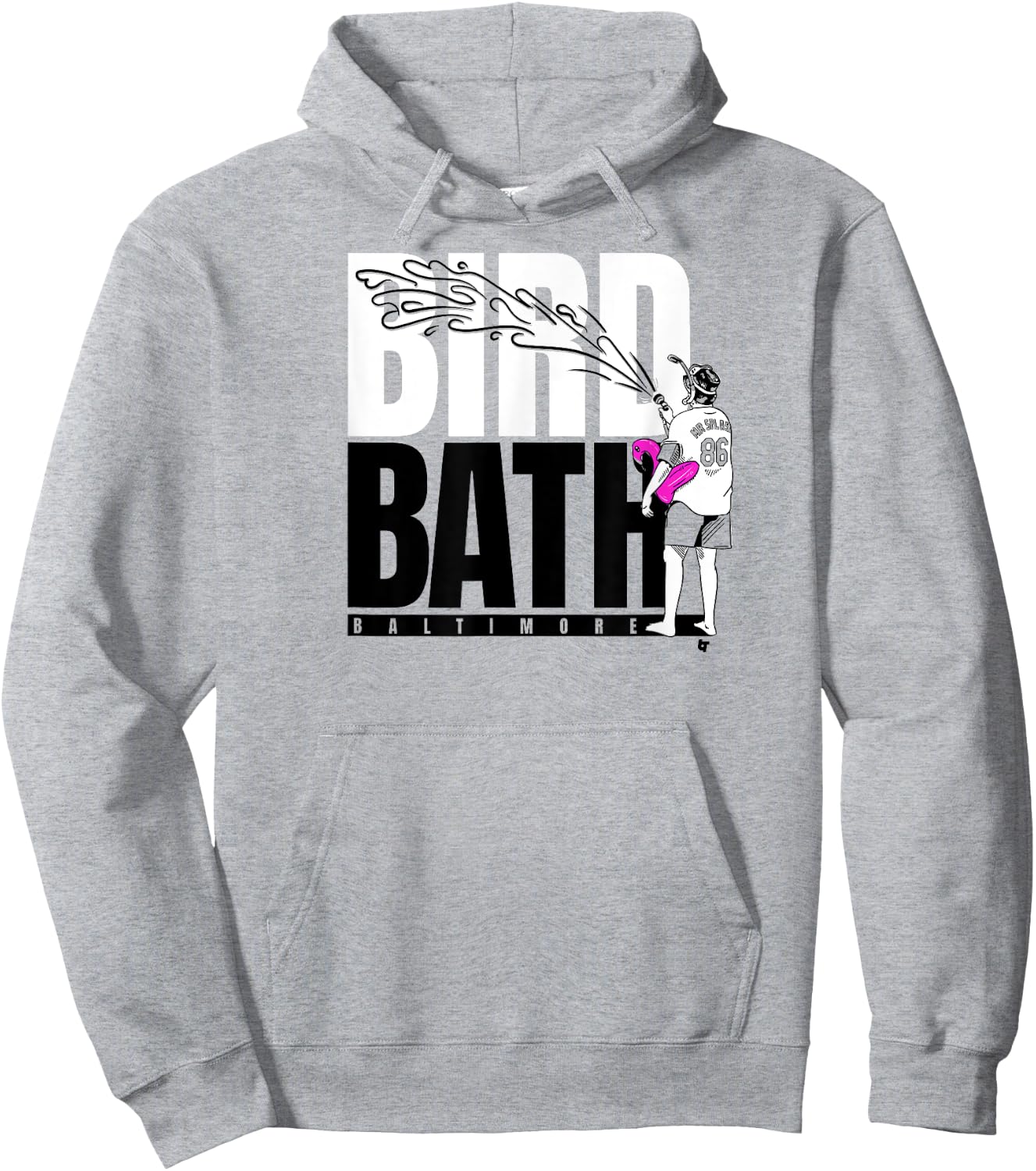 Baltimore Baseball: Mr. Splash Bird Bath Hoodie - Hoodie | Ash