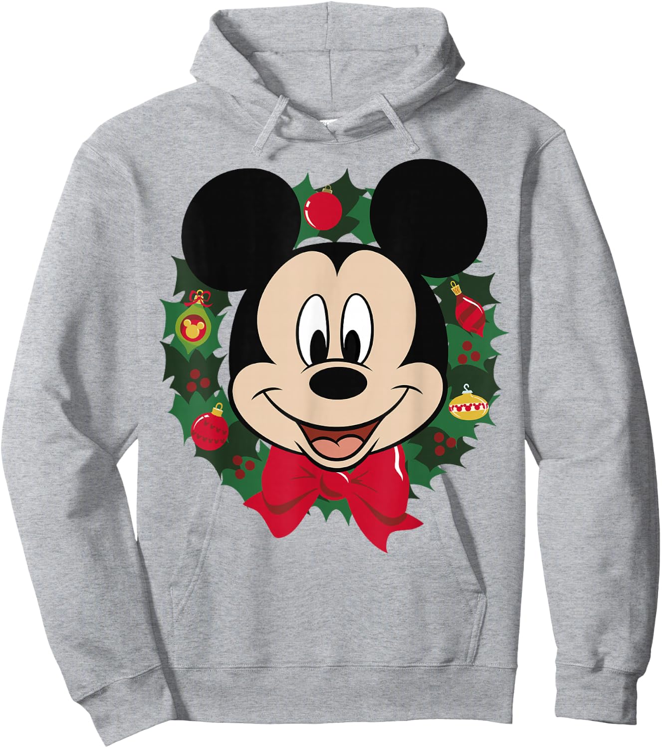 Disney Mickey Mouse Christmas Wreath Portrait Hoodie - Hoodie | Ash