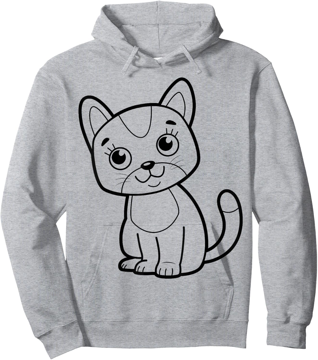 Cute cat to paint and color in for children Hoodie - Hoodie | Ash