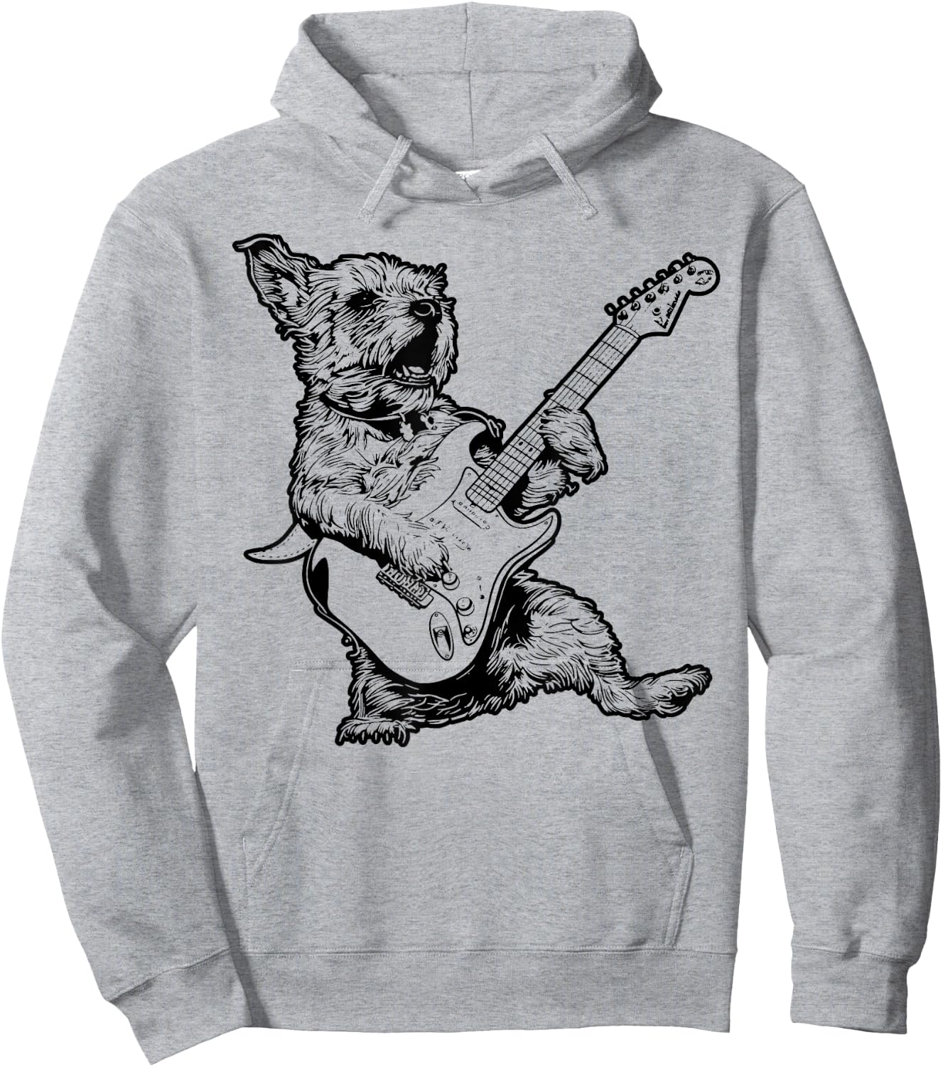 Dog Guitarist Guitar - Border Terrier Dad Mom Hoodie - Hoodie | Ash