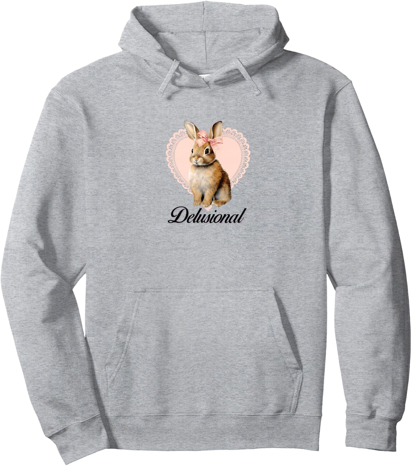 Delusional Coquette Rabbit Bunny Y2K Aesthetic Hoodie - Hoodie | Ash