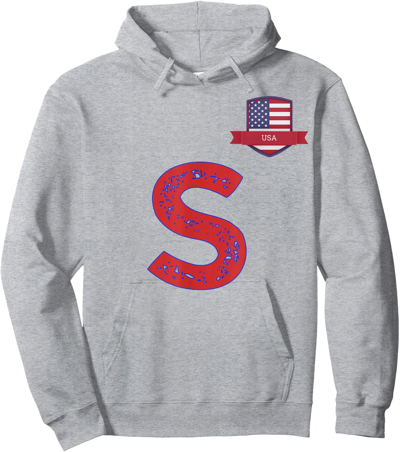 USA Human-Flag Letter S American USA Red Hoodie - Hoodie | Ash