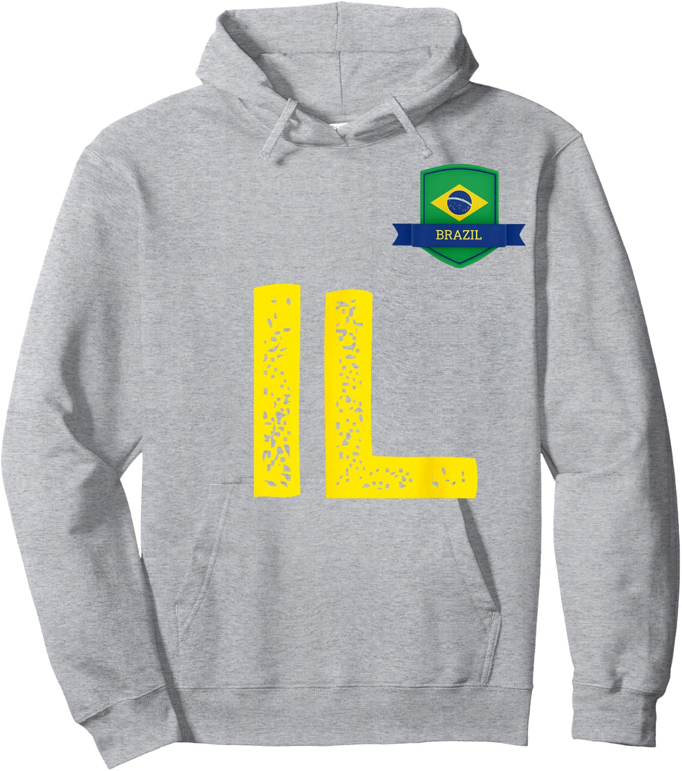 Brazil Human Flag Letter I and Letter L Brazil Hoodie - Hoodie | Ash