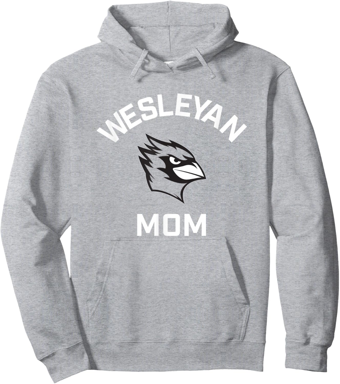 Wesleyan University Cardinals Arched Mom Hoodie - Hoodie | Ash