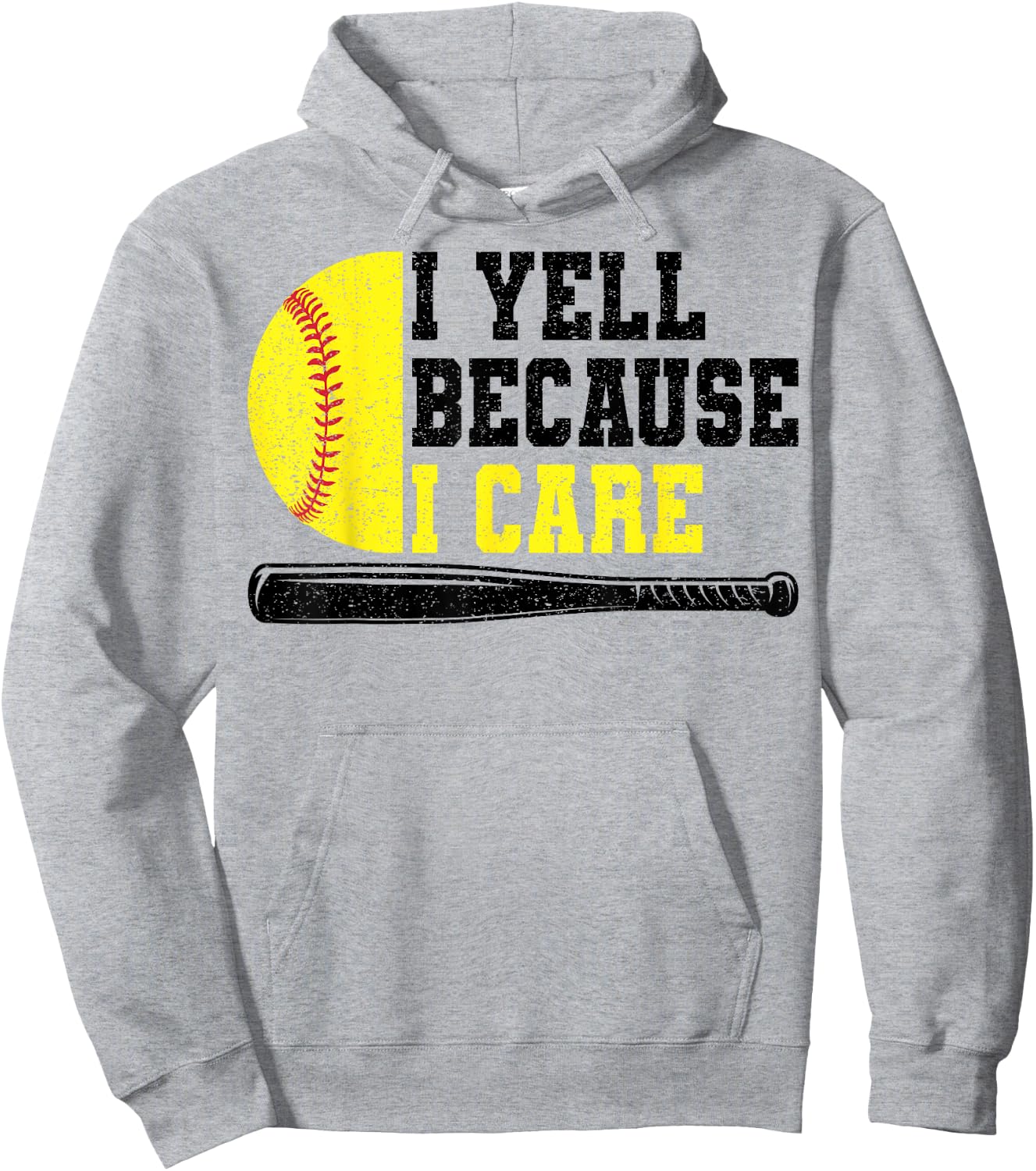 Softball Dad I Yell Because I Care Hoodie - Hoodie | Ash
