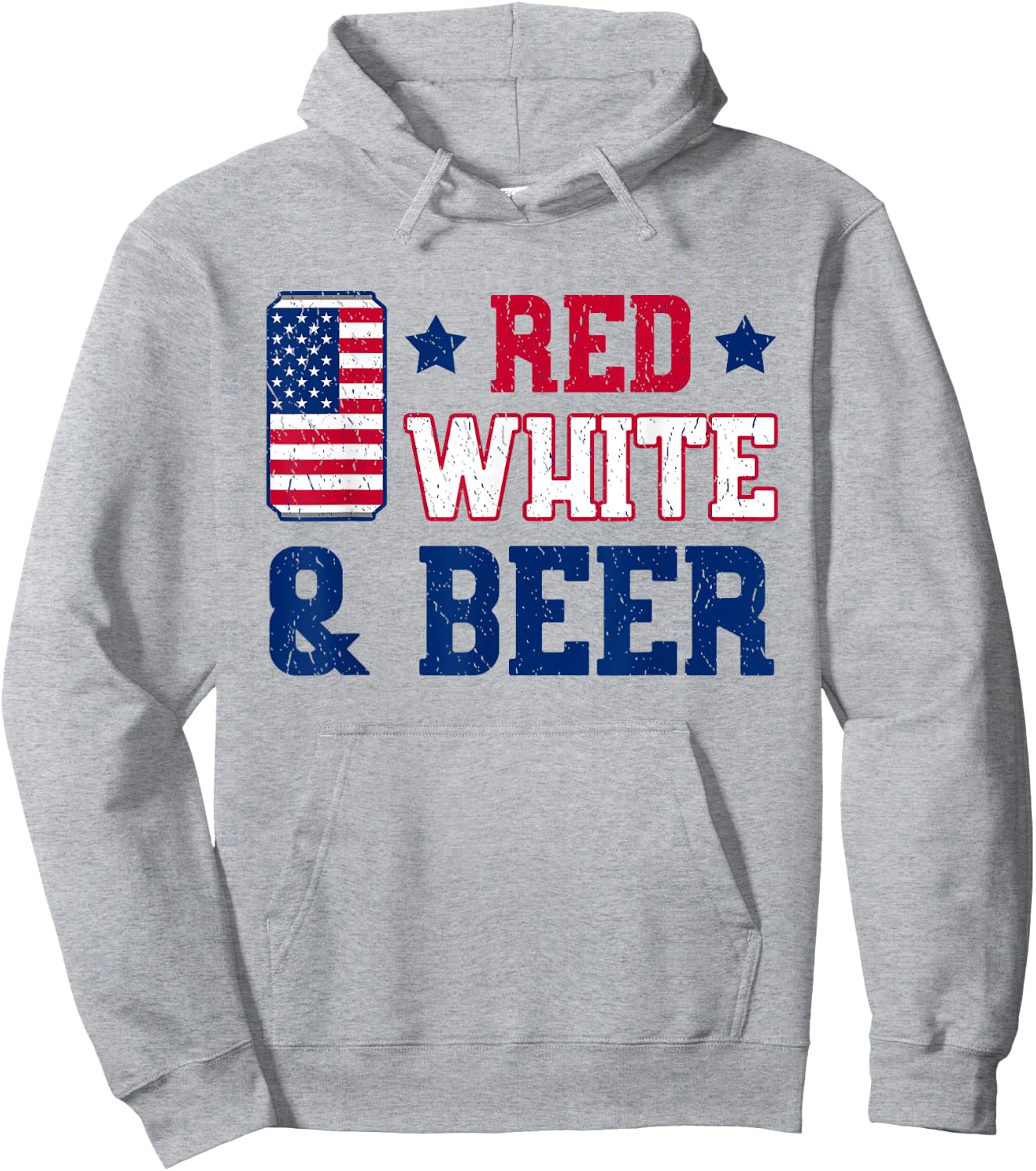 Red White And Beer Shirt - USA 4th of July Gift Hoodie - Hoodie | Ash