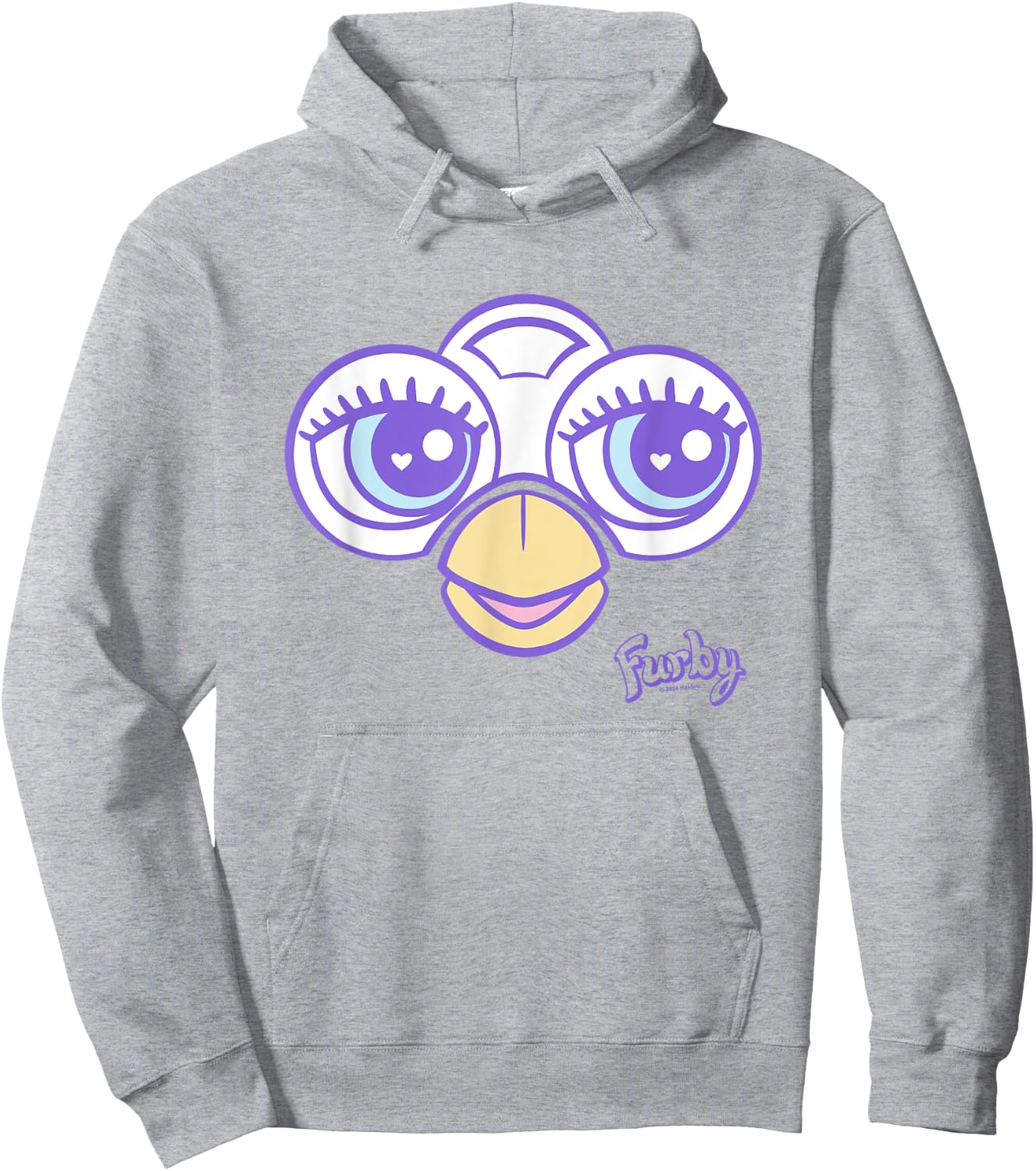Furby Big Cute Face Big Chest Frame Logo Hoodie - Hoodie | Ash