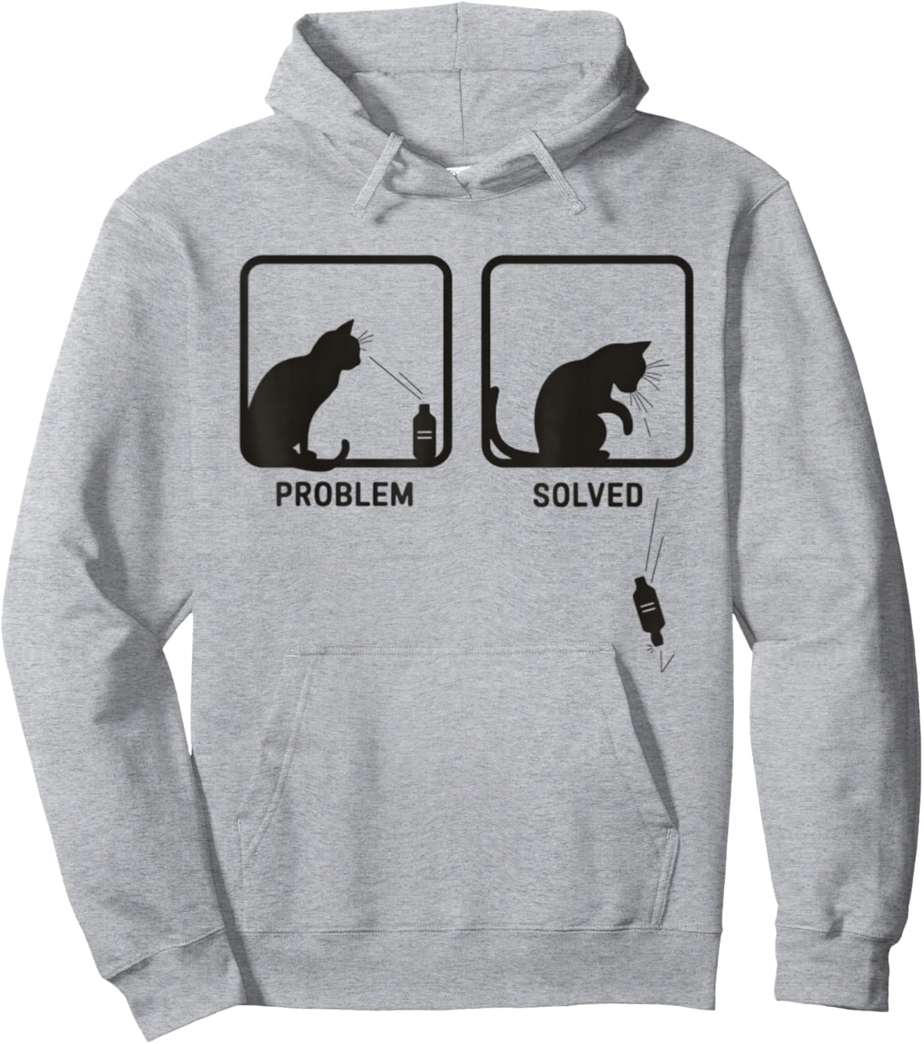 Problem Solved Funny Sarcastic Cat Graphic Hoodie - Hoodie | Ash