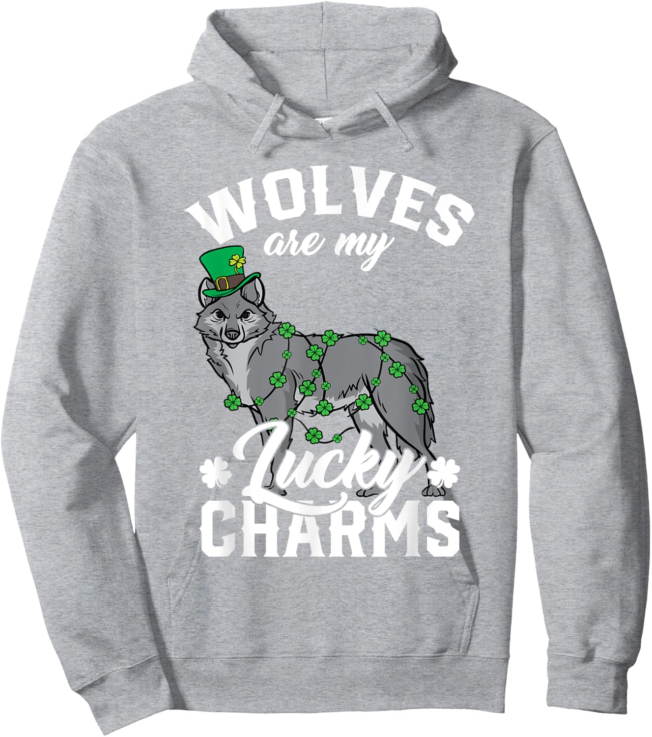 Wolves Are My Lucky Charms St Patricks Day Wolf Hoodie - Hoodie | Ash