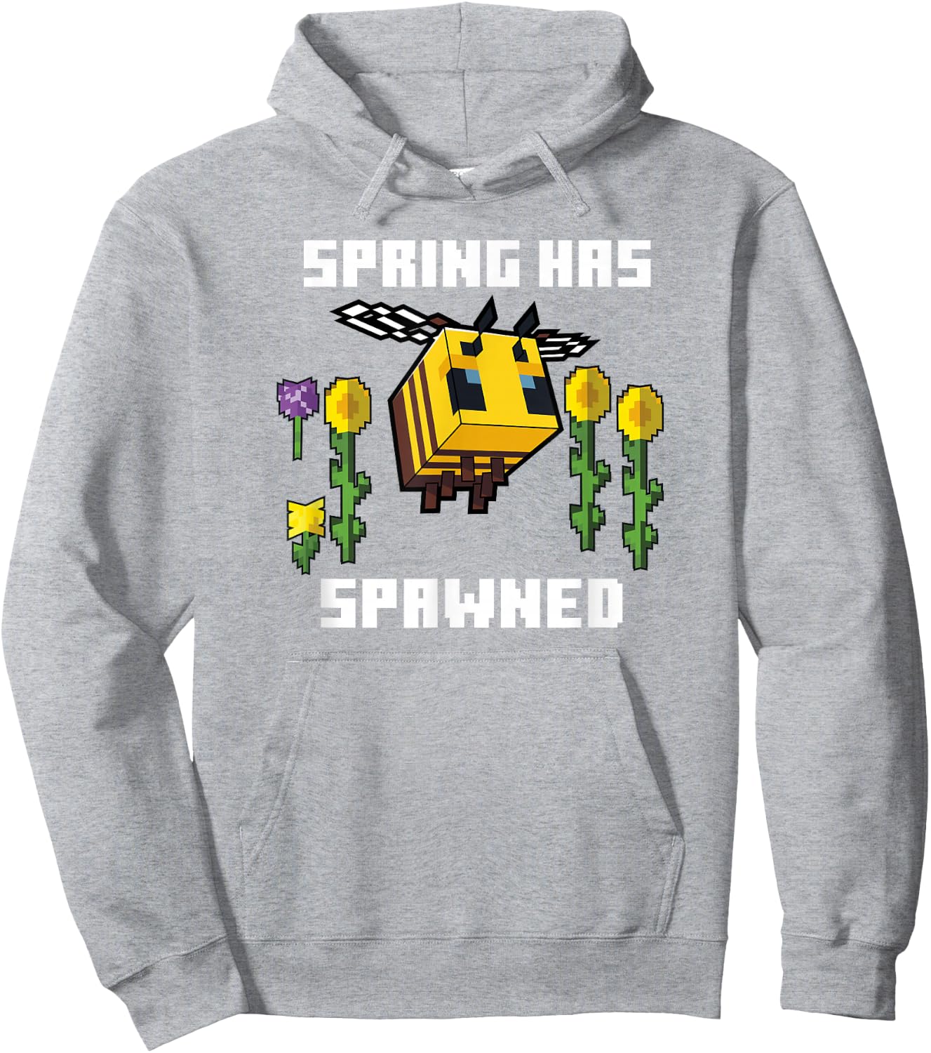 Minecraft Bee Spring Has Spawned Graphic Blocks Hoodie - Hoodie | Ash