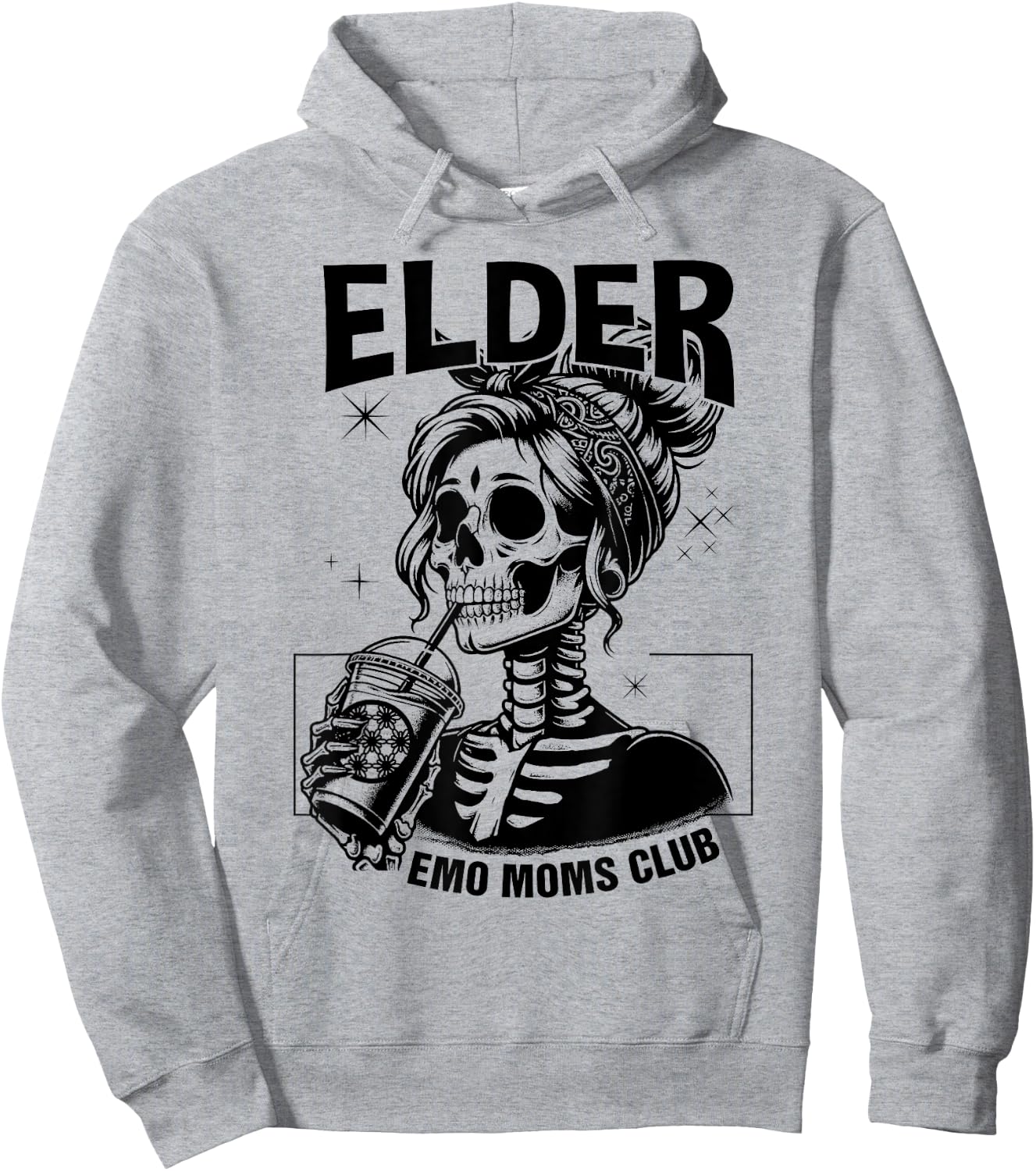 Elder Emo Moms Club Mothers Day Funny Skeleton Hoodie - Hoodie | Ash