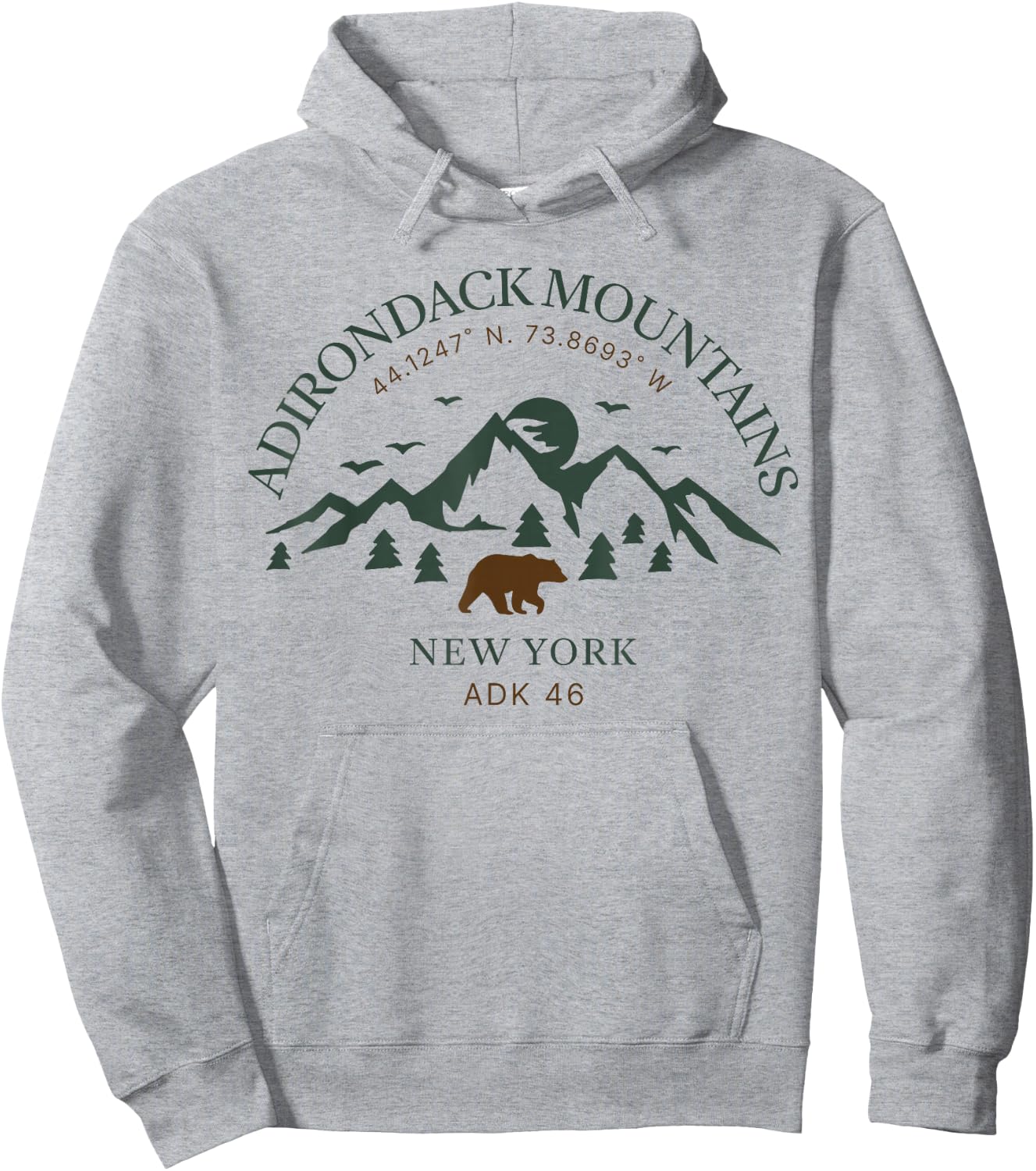 Adirondack Mountains Adk 46Er Hoodie - Hoodie | Ash