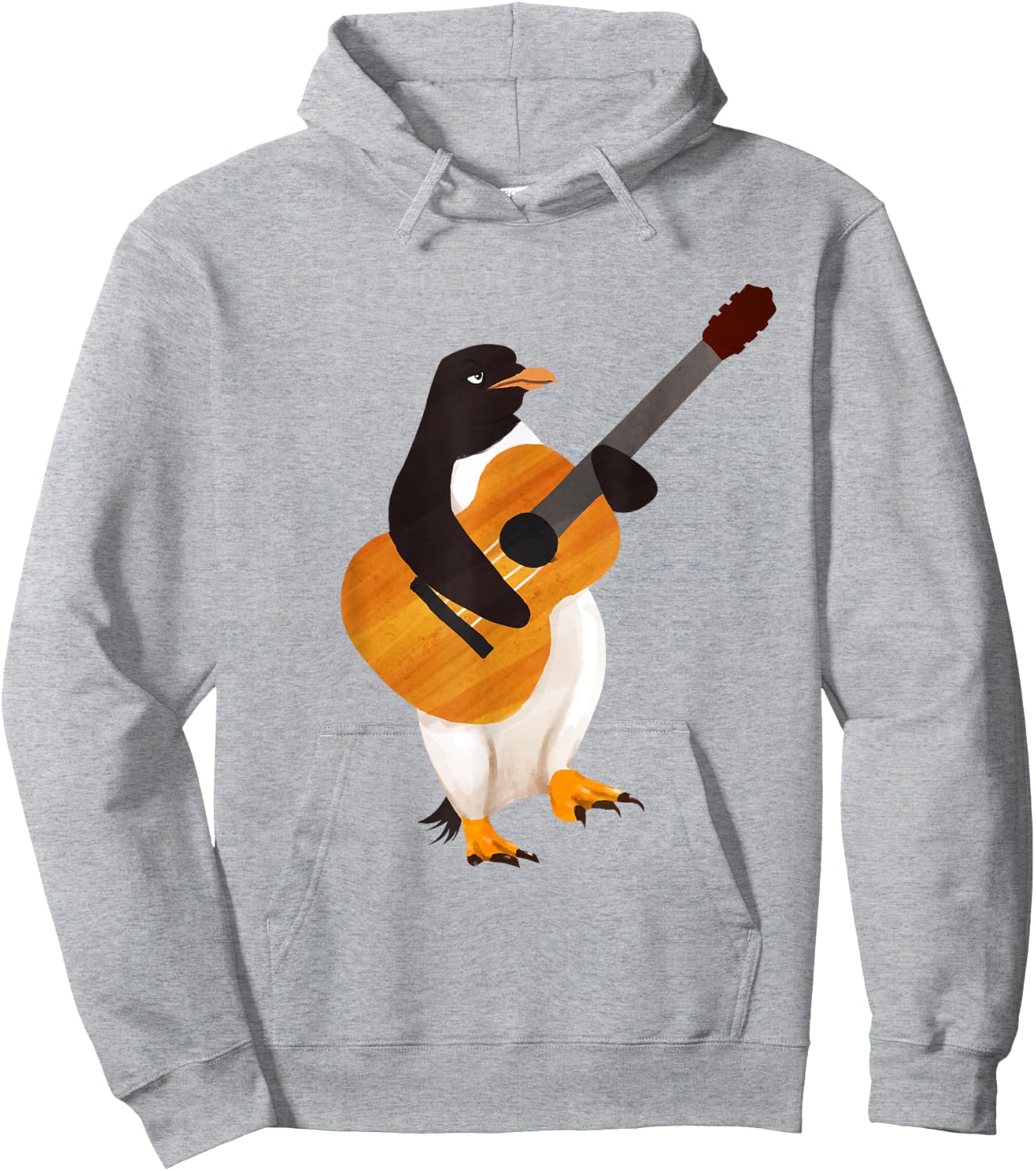 Penguin Arctic Bird Acoustic Guitar - Guitarist Hoodie - Hoodie | Ash
