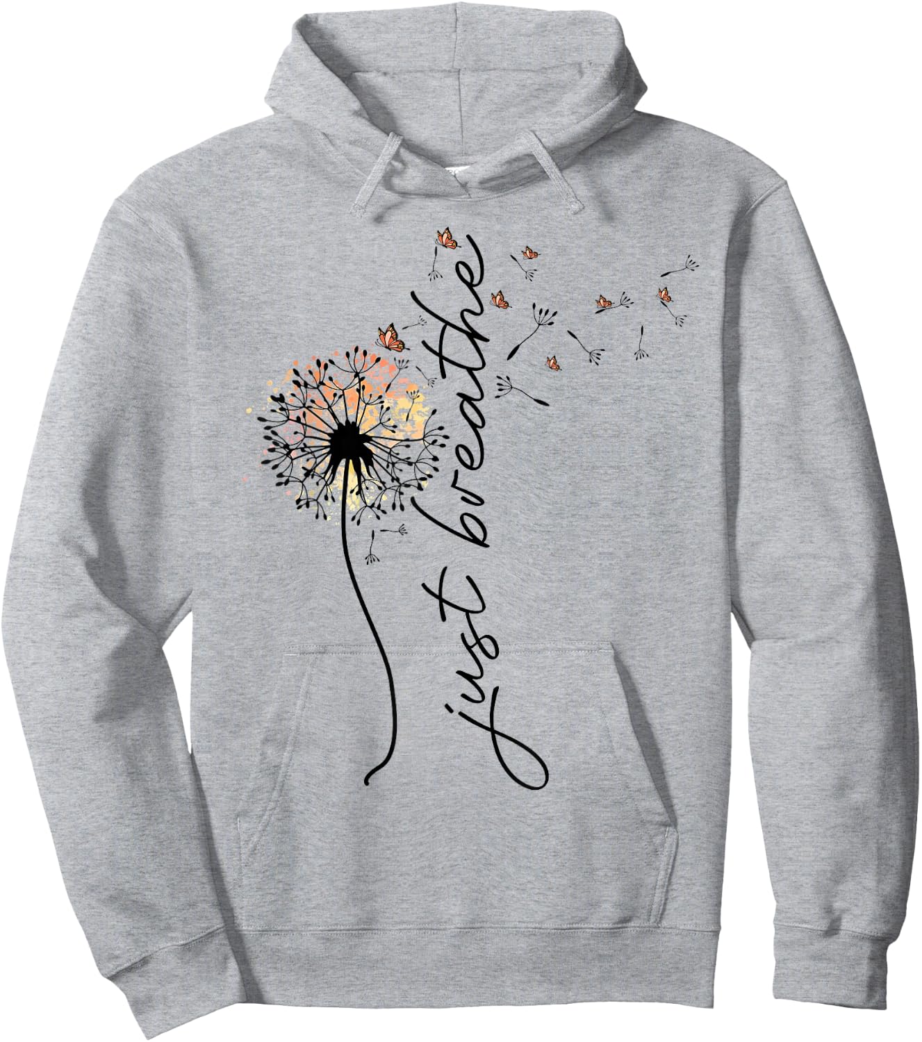 Just Breathe Dandelion and Buterflies Summer Hoodie - Hoodie | Ash