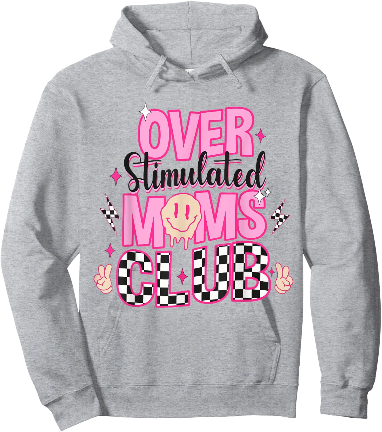 Moms Club Overstimulated Hoodie - Hoodie | Ash