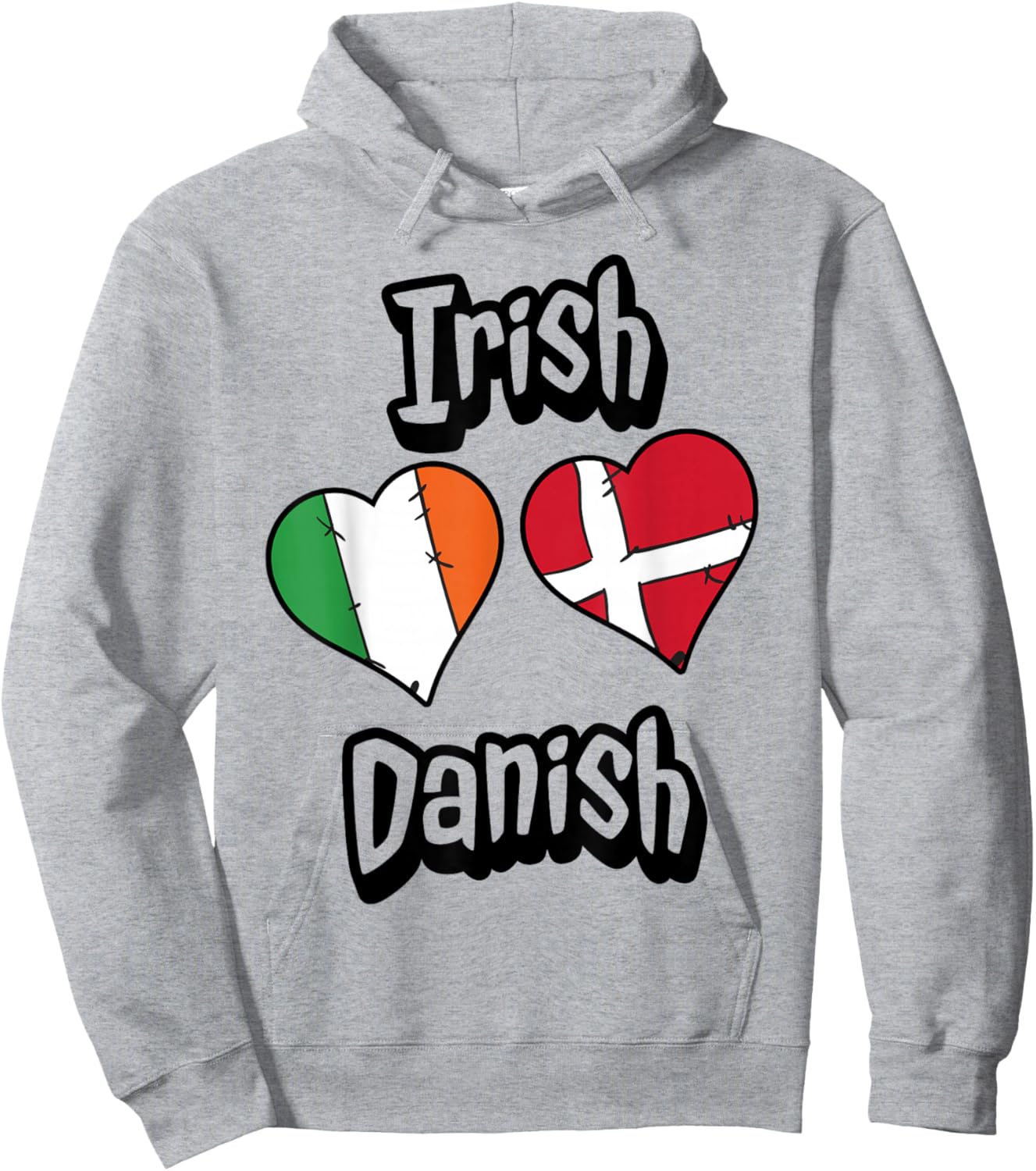 Irish Danish Flag Heart Combo Ireland Denmark Hoodie - Hoodie | Ash