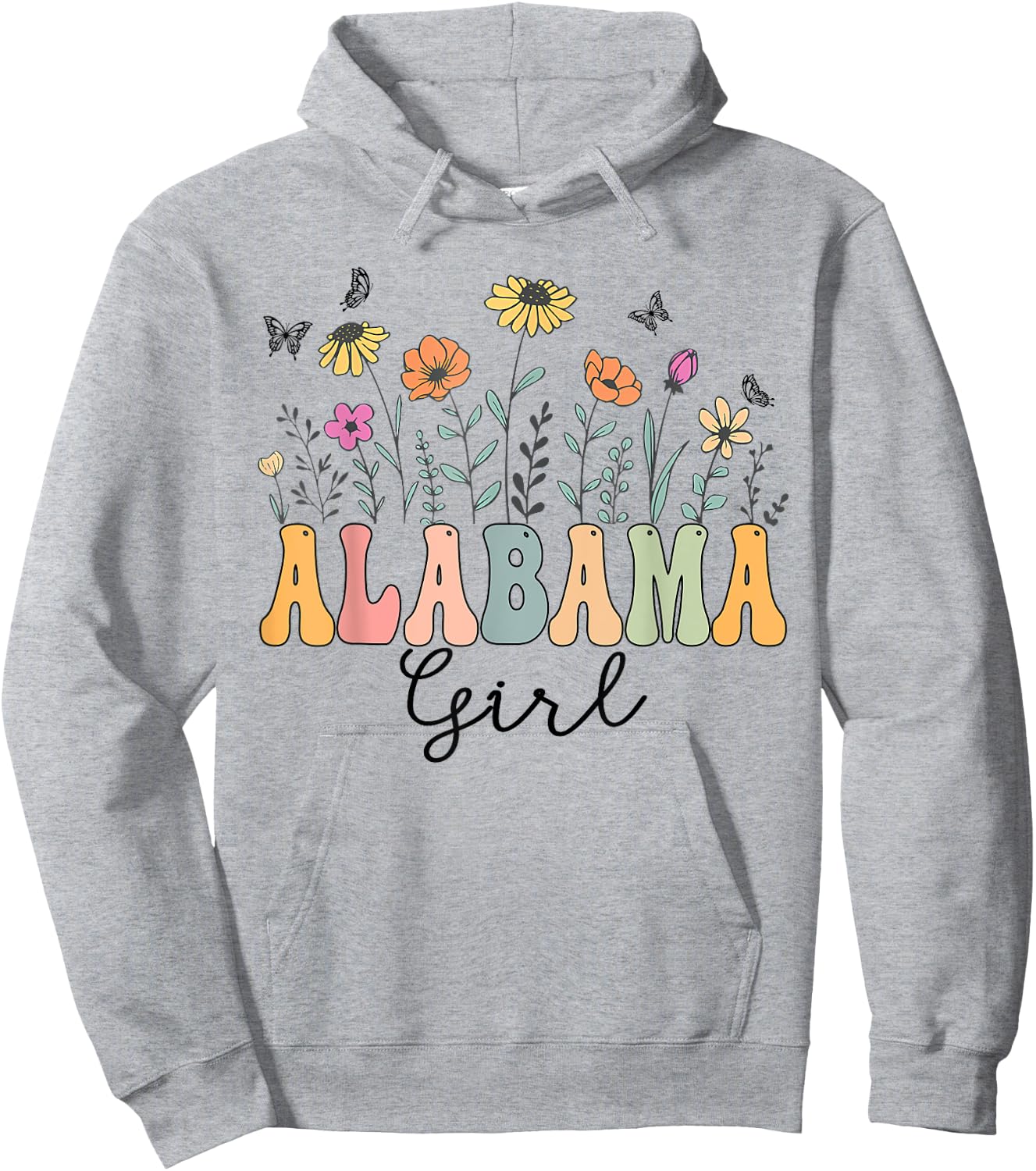 Alabama Girl Wildflower Groovy Alabama Lover Hoodie - Hoodie | Ash