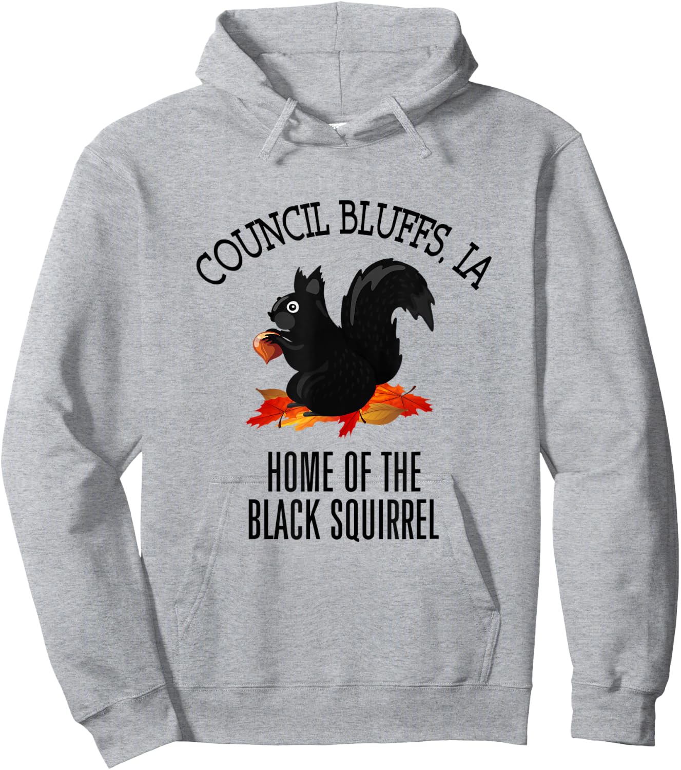 Council Bluffs Home of the Black Squirrel Hoodie - Hoodie | Ash