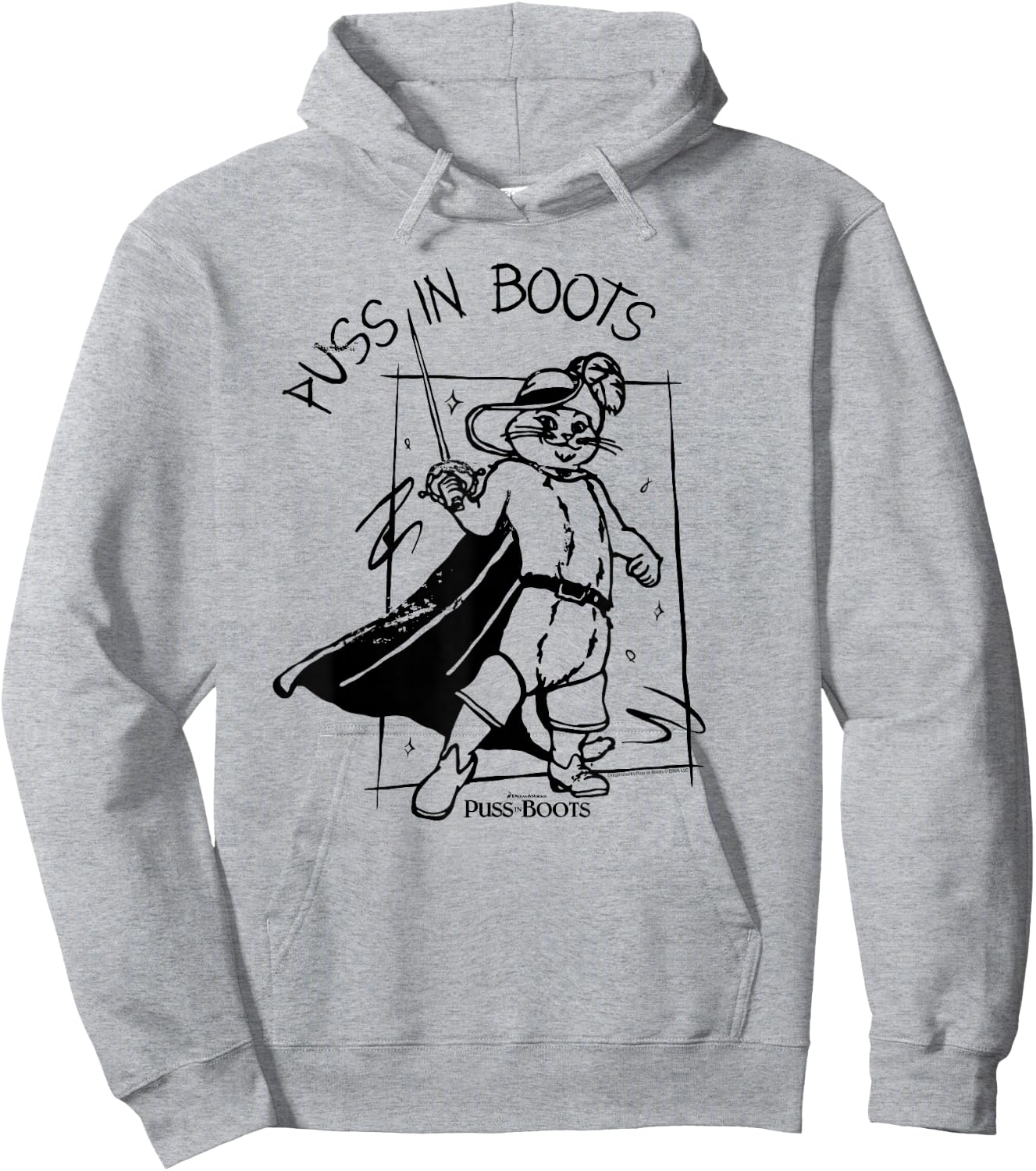 DreamWorks Puss in Boots Sketch Hoodie - Hoodie | Ash