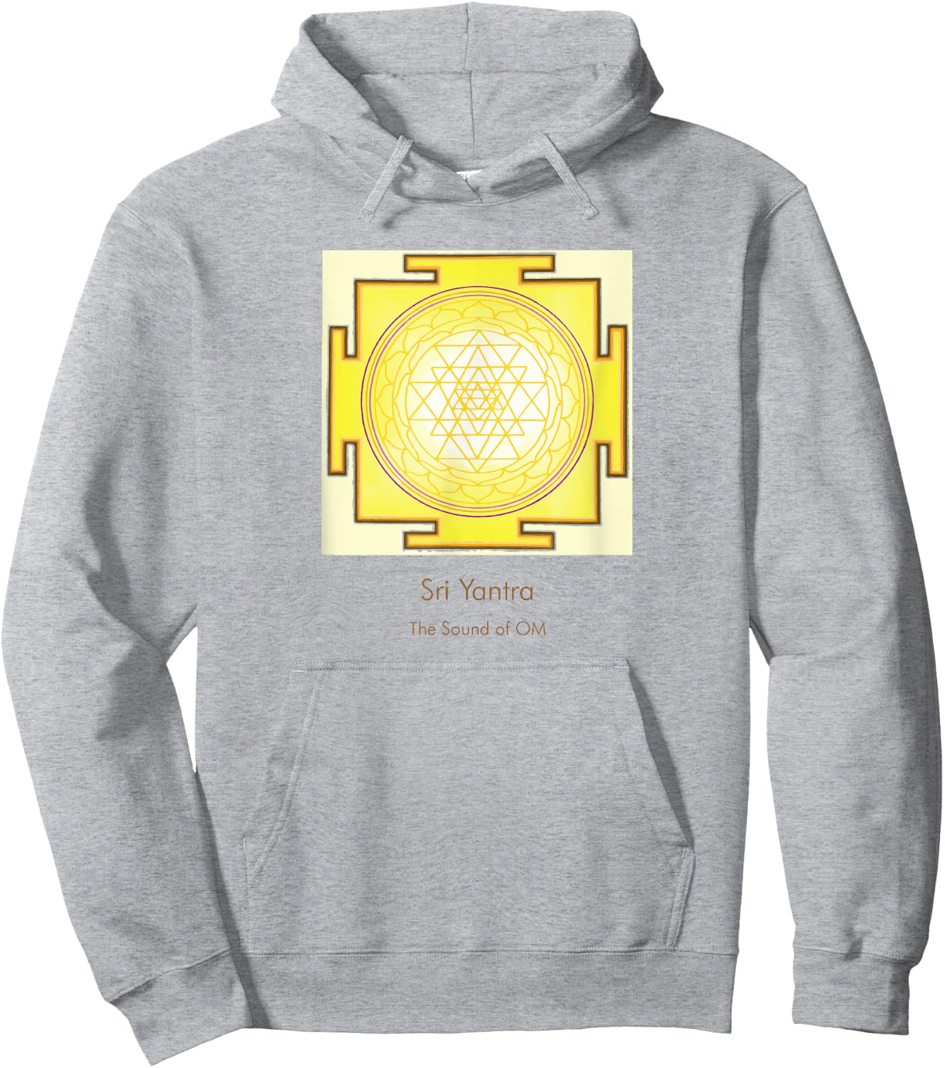 Sacred Geometry Golden Sri Yantra Sound of OM Hoodie - Hoodie | Ash