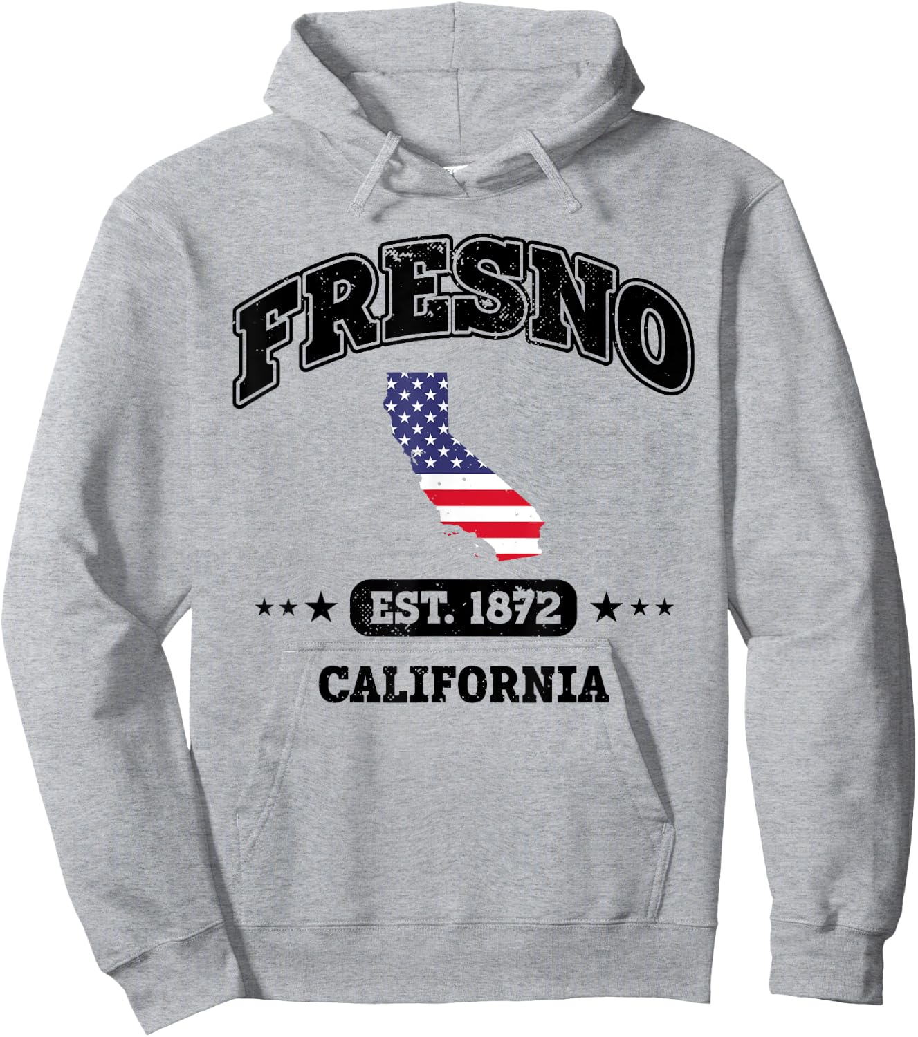 Fresno California CA Throwback USA Flag Hoodie - Hoodie | Ash