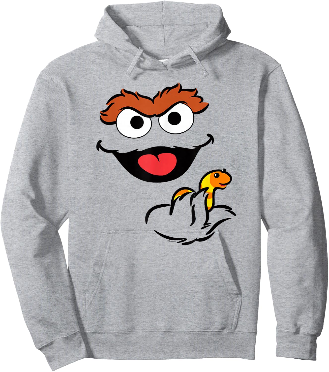 Sesame Street Oscar The Grouch Holding Slimey Hoodie - Hoodie | Ash