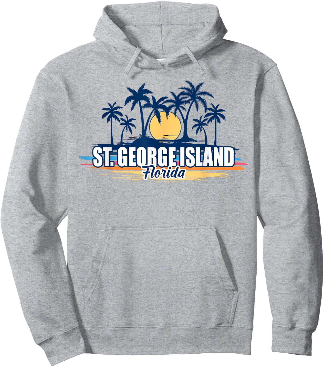 St George Island Florida Retro Surfing Board Hoodie - Hoodie | Ash