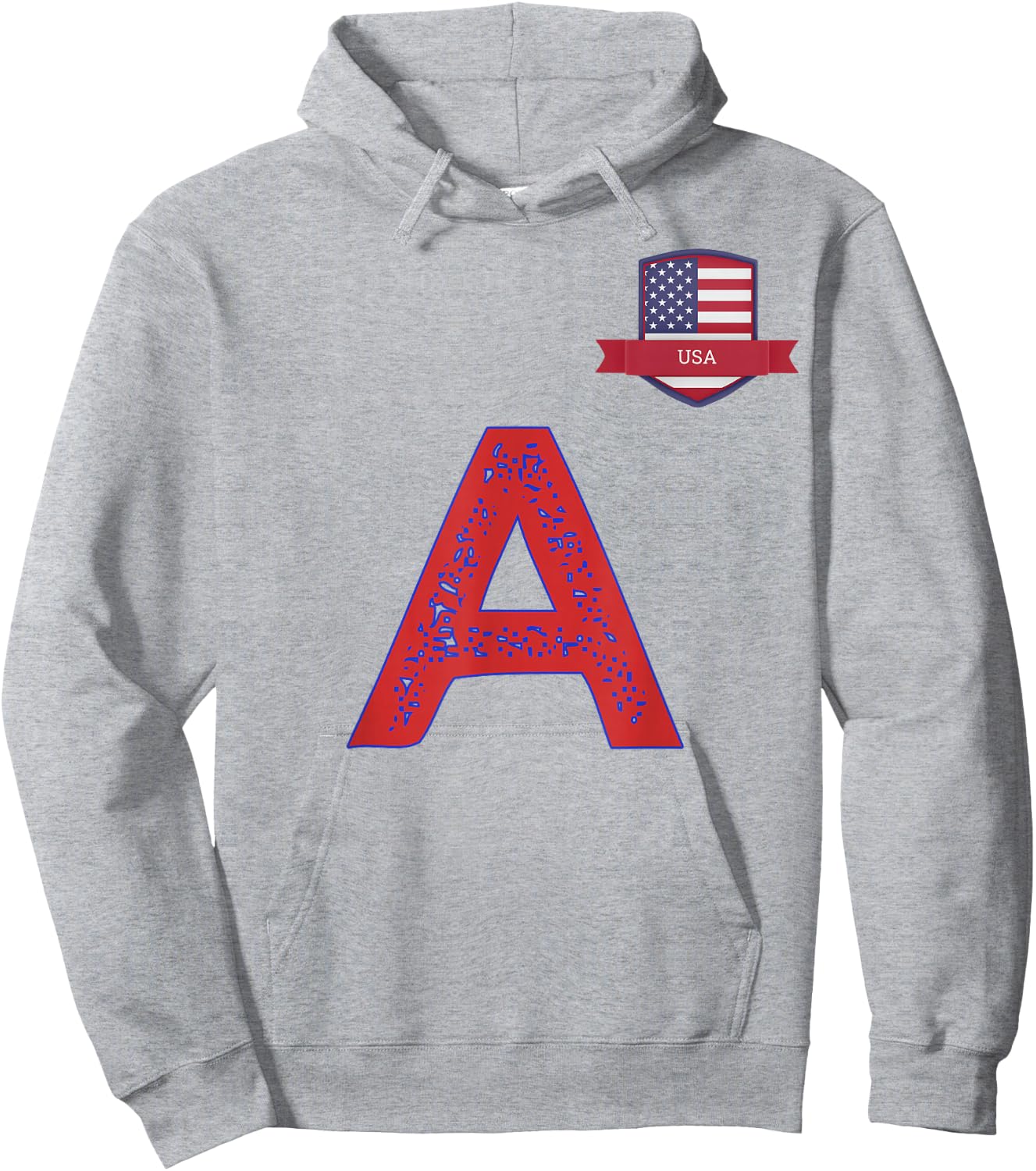 USA Human-Flag Letter A American USA Red Hoodie - Hoodie | Ash