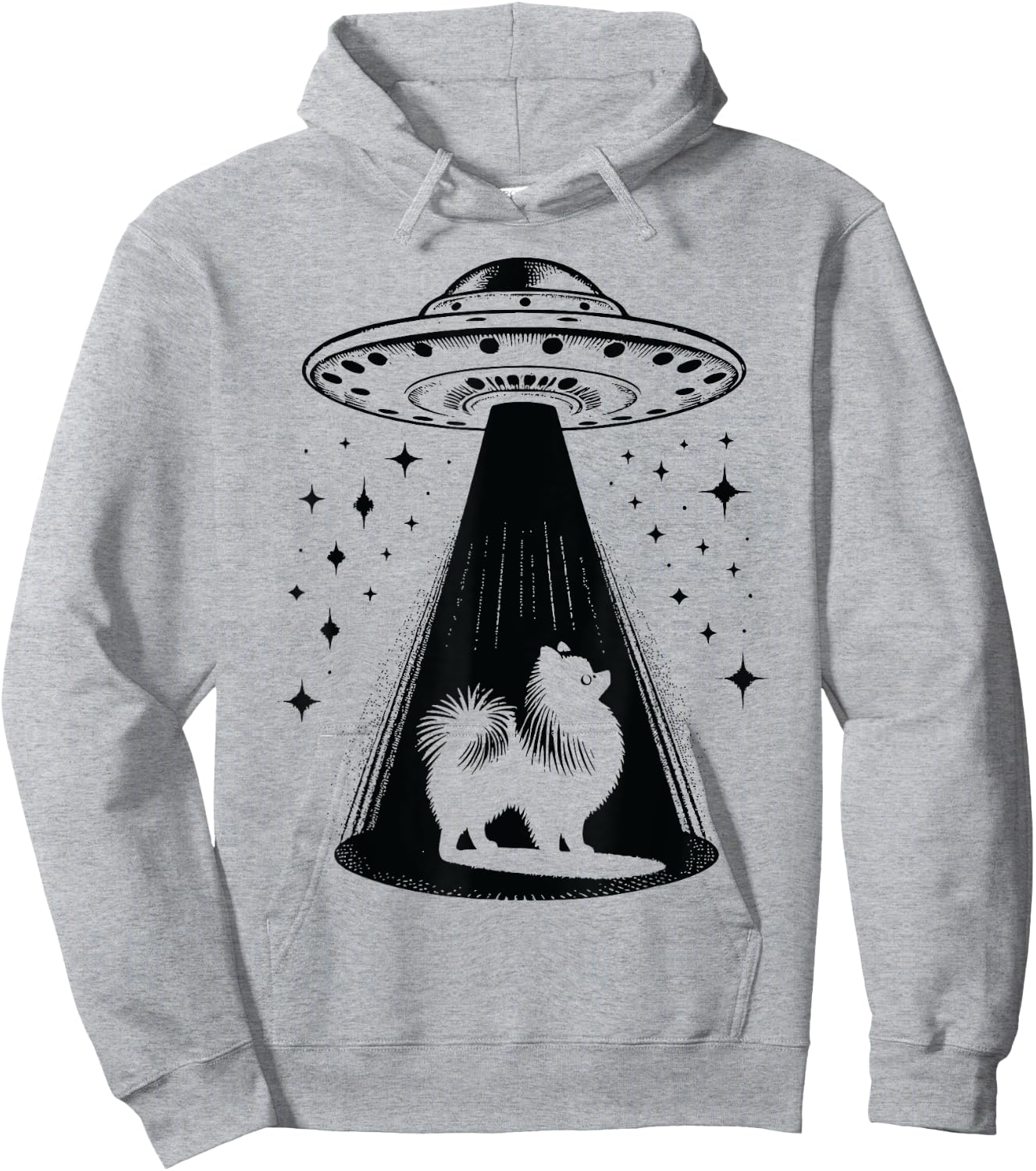 Pomeranian Mom Dad Dog - Funny Alien UFO Hoodie - Hoodie | Ash