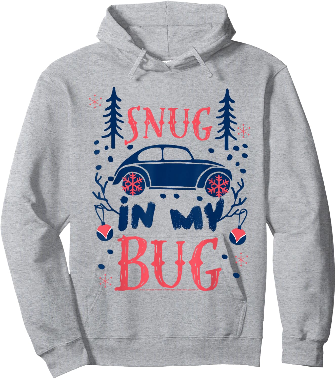 Volkswagen Christmas Snug In My Bug Hoodie - Hoodie | Ash