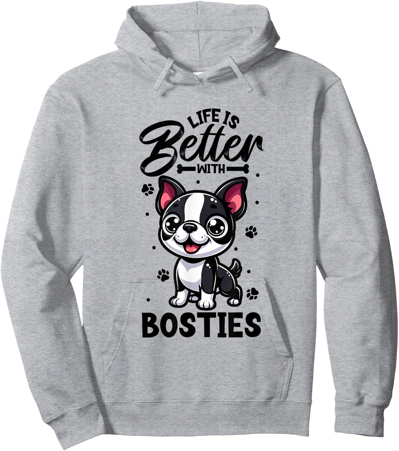 Best life with Boston Terrier Hoodie - Hoodie | Ash