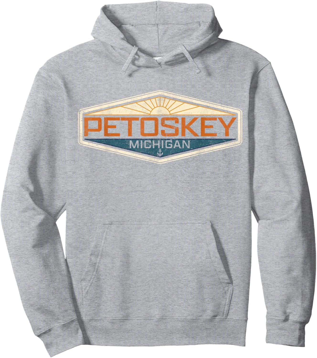 Petoskey Michigan Distressed Beach Hoodie - Hoodie | Ash
