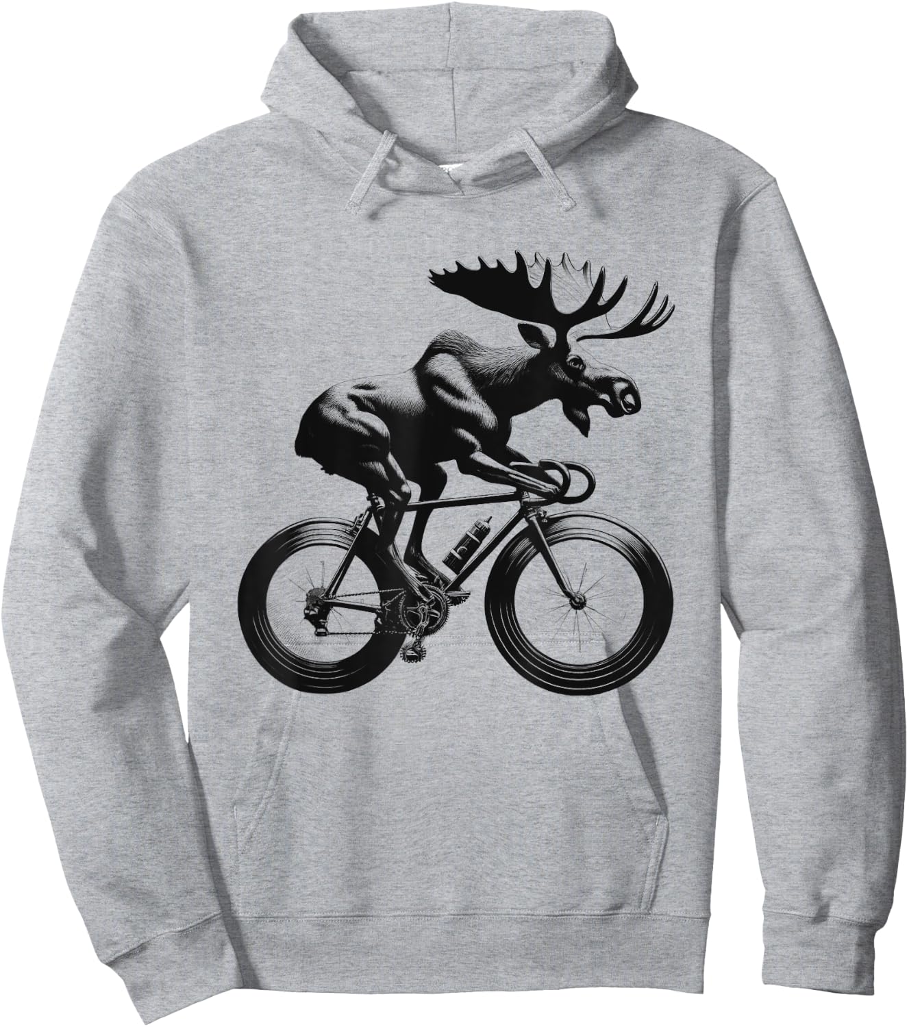 Moose Riding Bike Biker Bicycle Lover Biking Hoodie - Hoodie | Ash