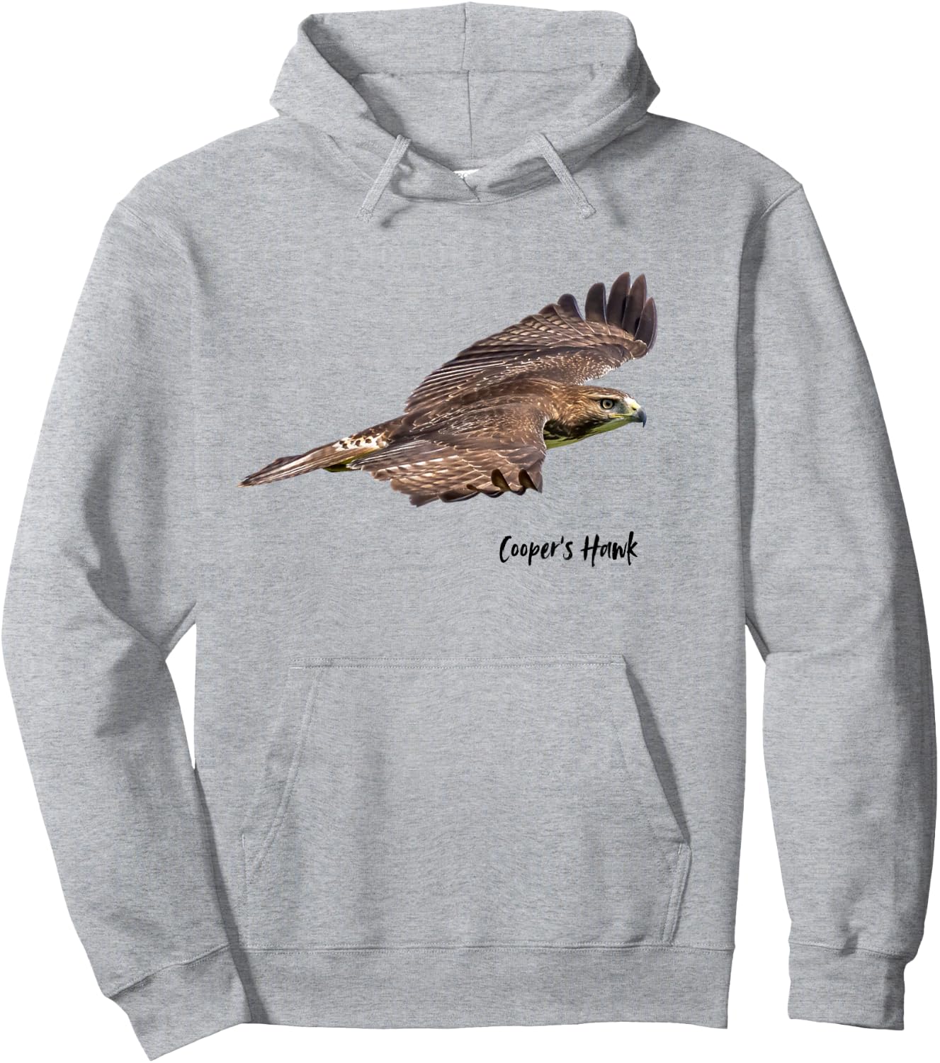 Cooper's Hawk In Flight Graphic Wildlife Birder Hoodie - Hoodie | Ash