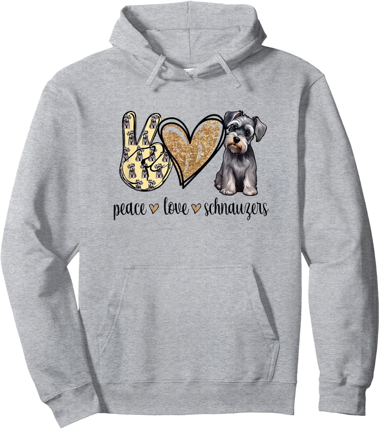 Funny Peace Love Miniature Schnauzer Lover Hoodie - Hoodie | Ash
