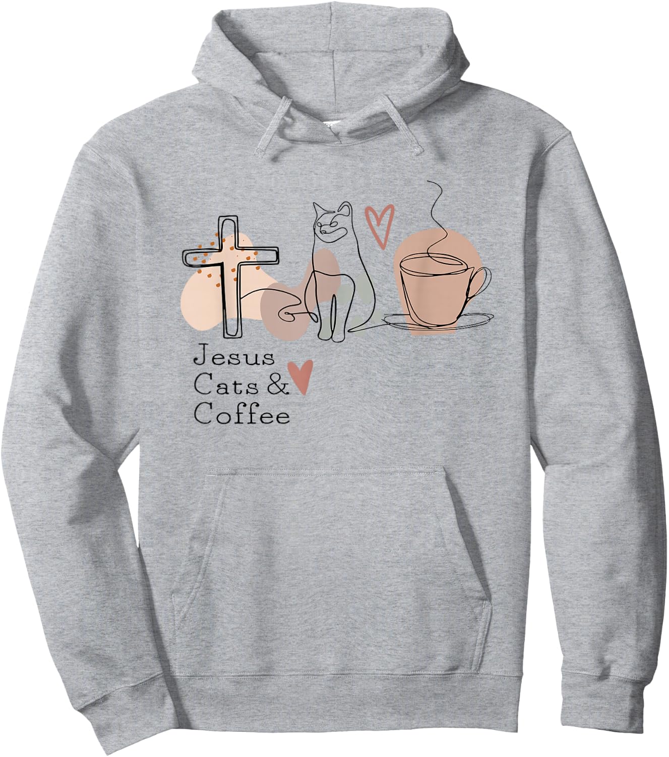 Jesus Cats And Coffee Minimalist Graphic Design Hoodie - Hoodie | Ash