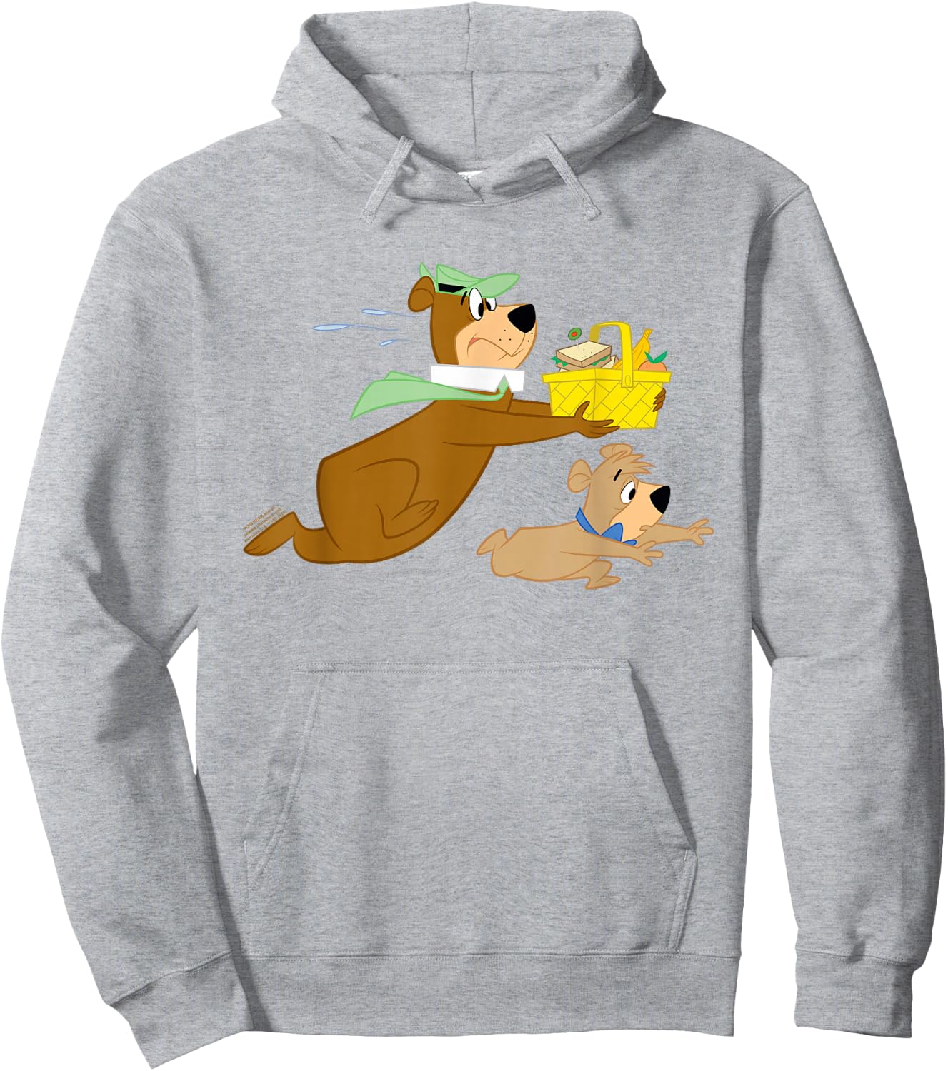 Yogi Bear Yogi and Boo Boo Steal Picnic Basket Hoodie - Hoodie | Ash