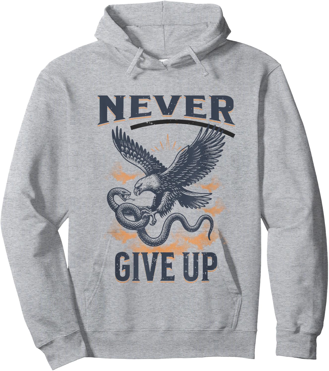 Never Ever Give Up Snake Vs. Eagle Motivational Hoodie - Hoodie | Ash